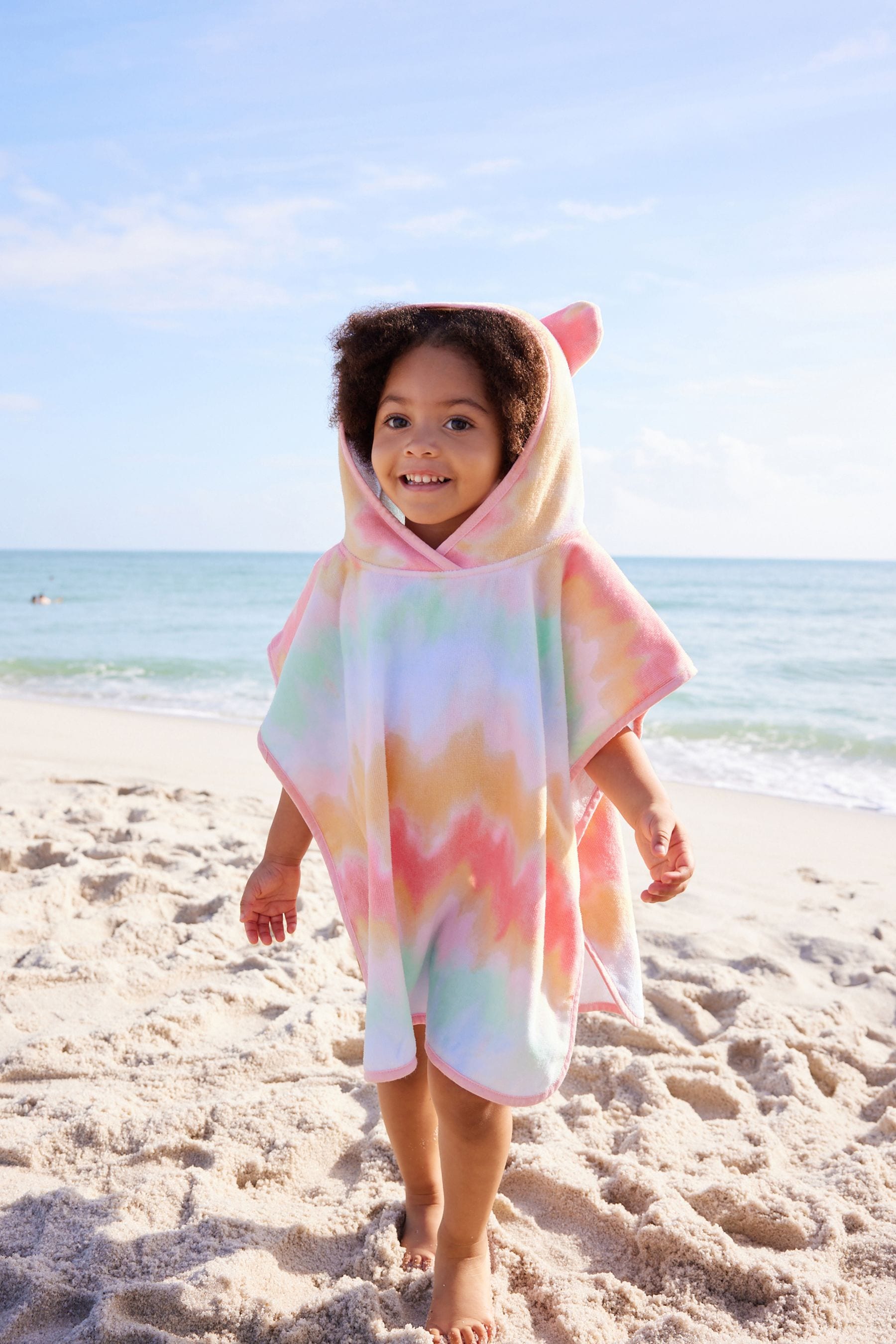 Multi Tie Dye Towelling Poncho