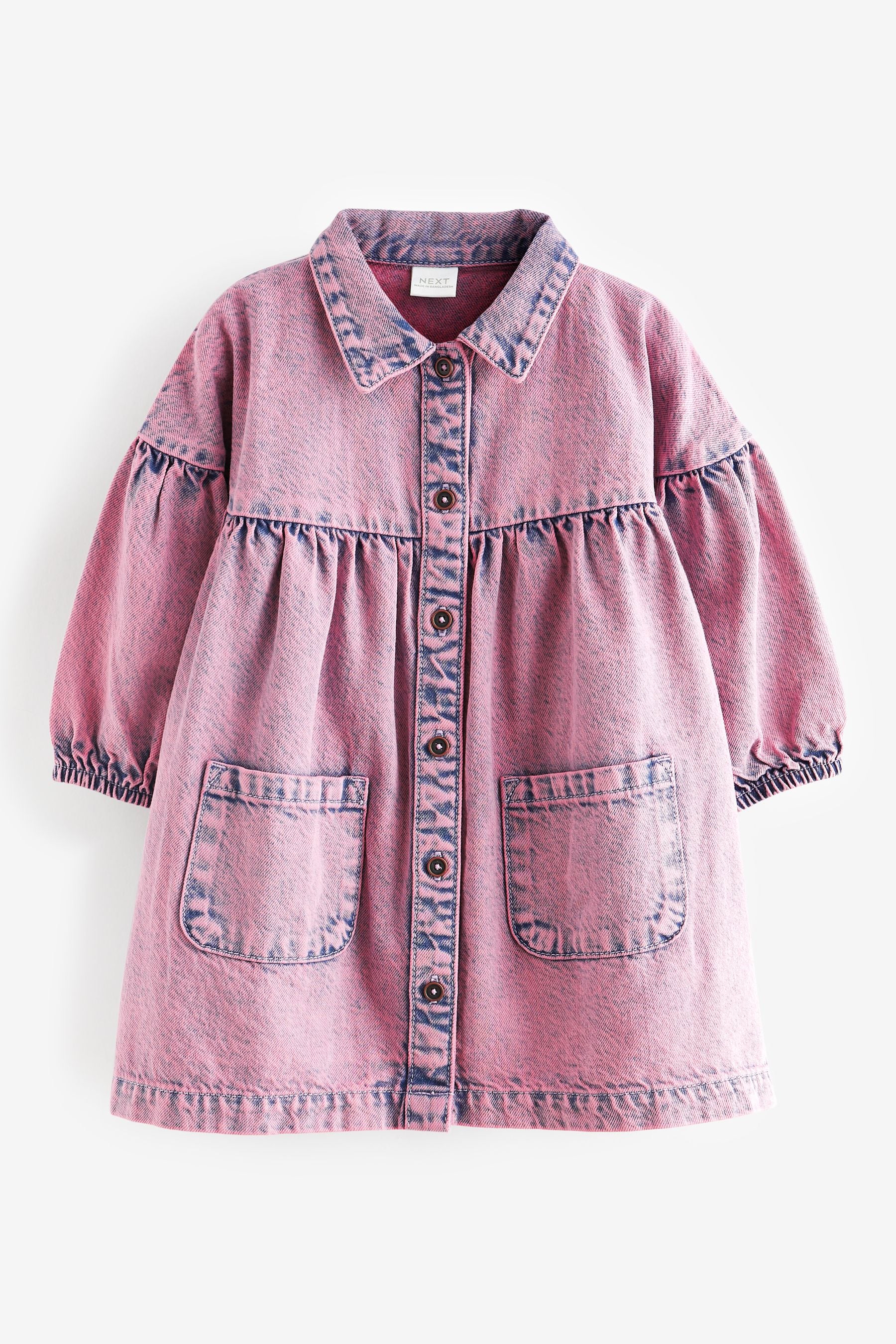 Pink/Blue Denim Cotton Shirt Dress (3mths-8yrs)