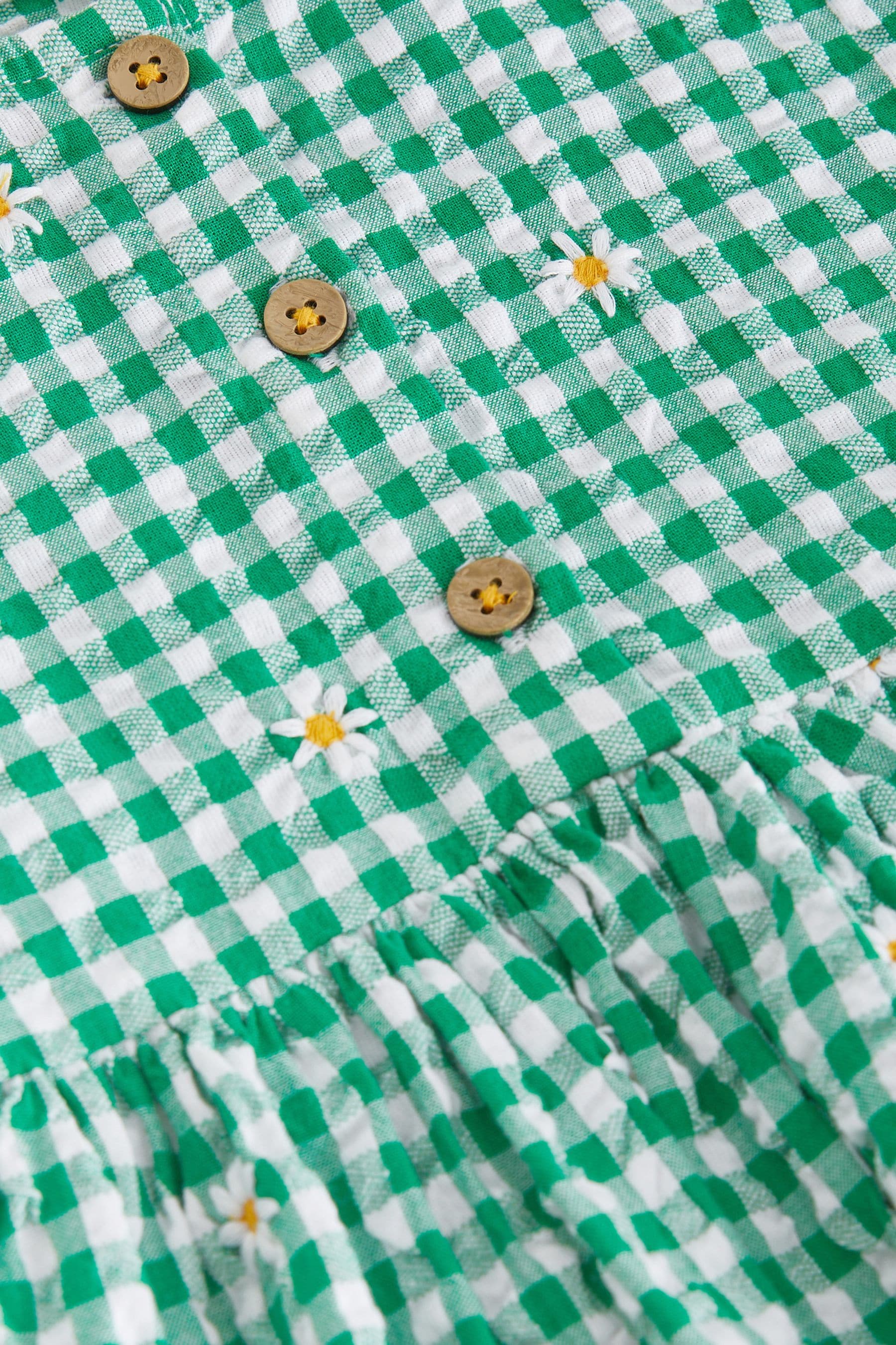 Green Embroidered Daisy Relaxed Cotton Dress (3mths-8yrs)