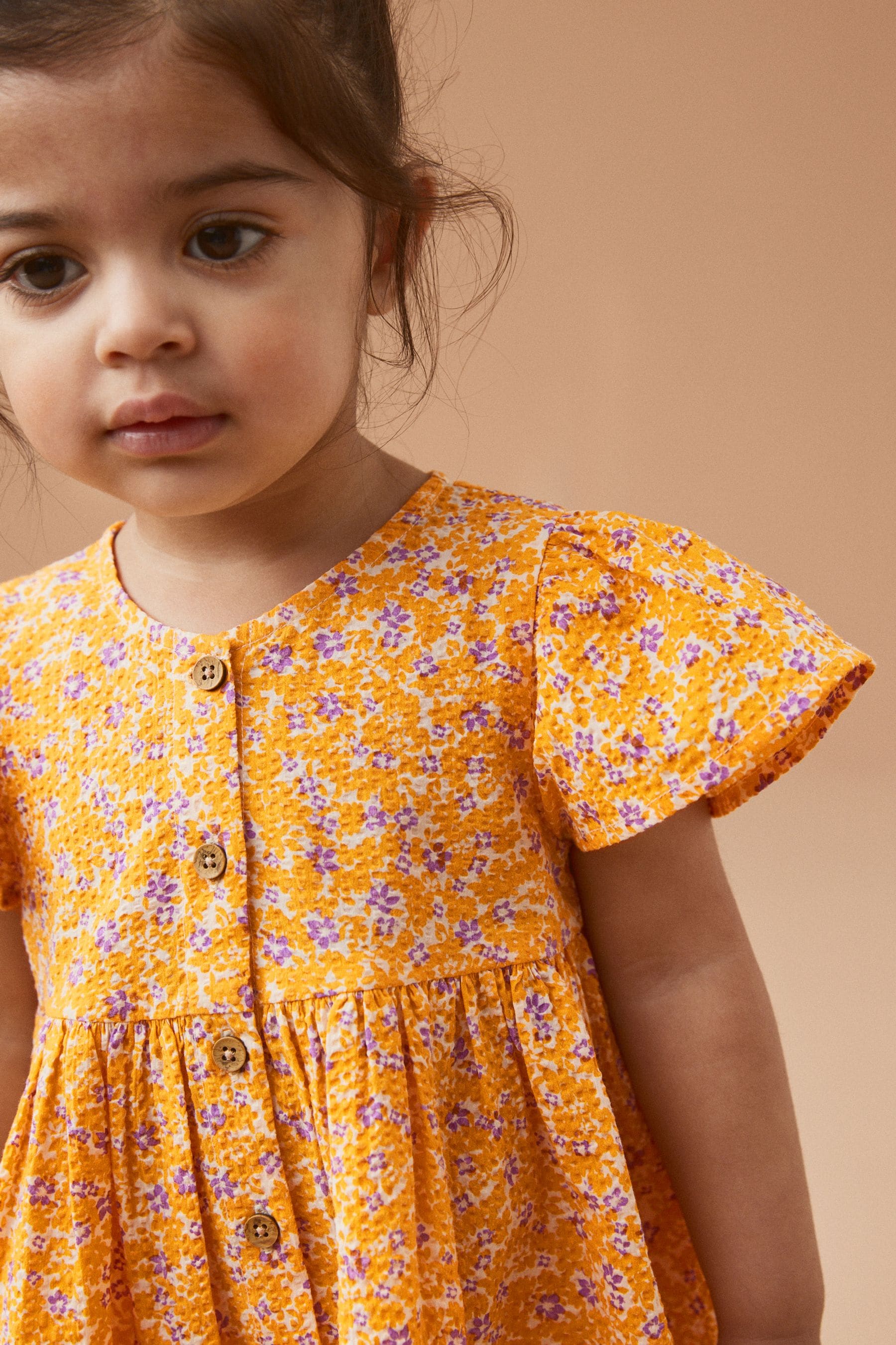 Yellow Ditsy Cotton Button Up Dress (3mths-8yrs)