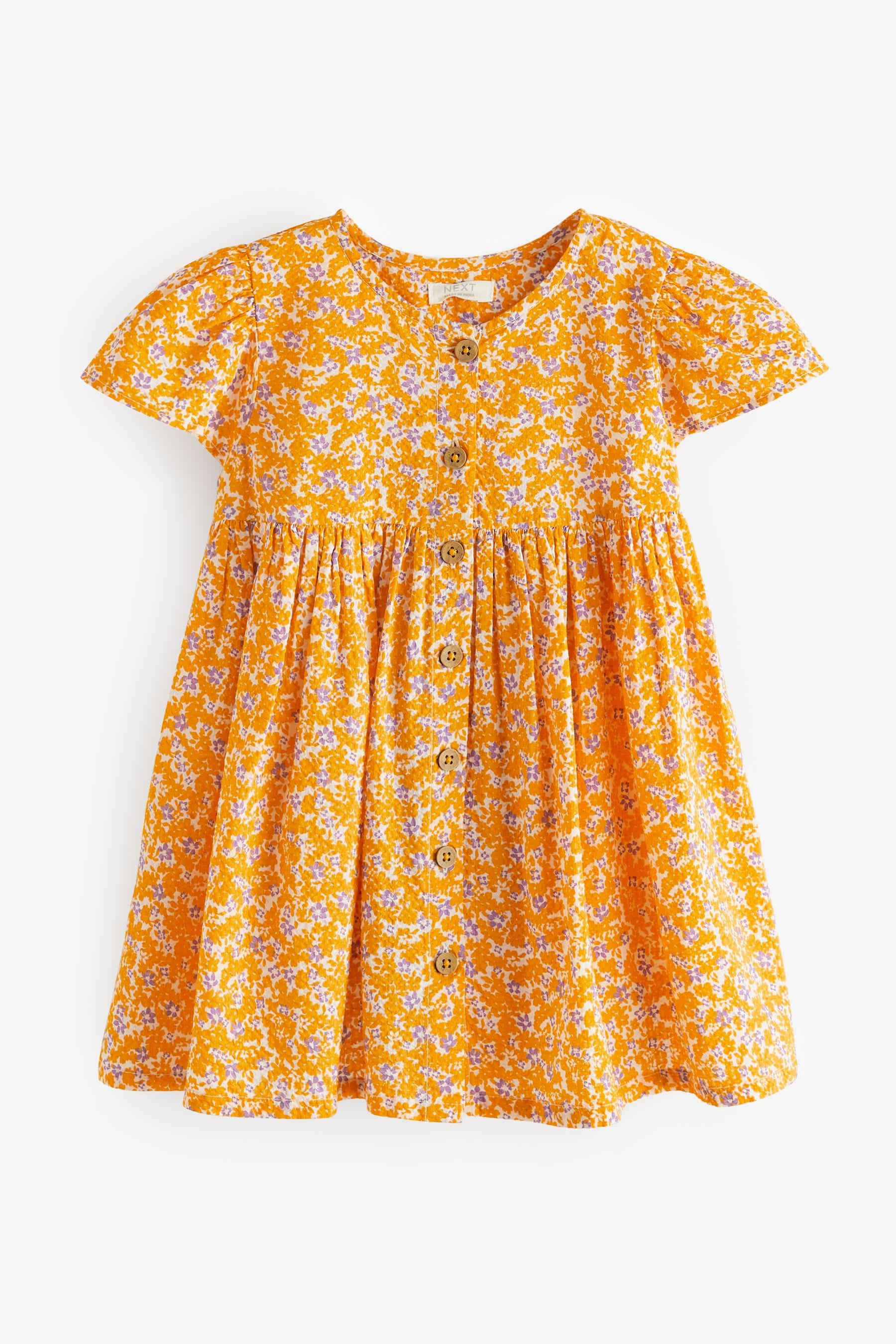 Yellow Ditsy Cotton Button Up Dress (3mths-8yrs)