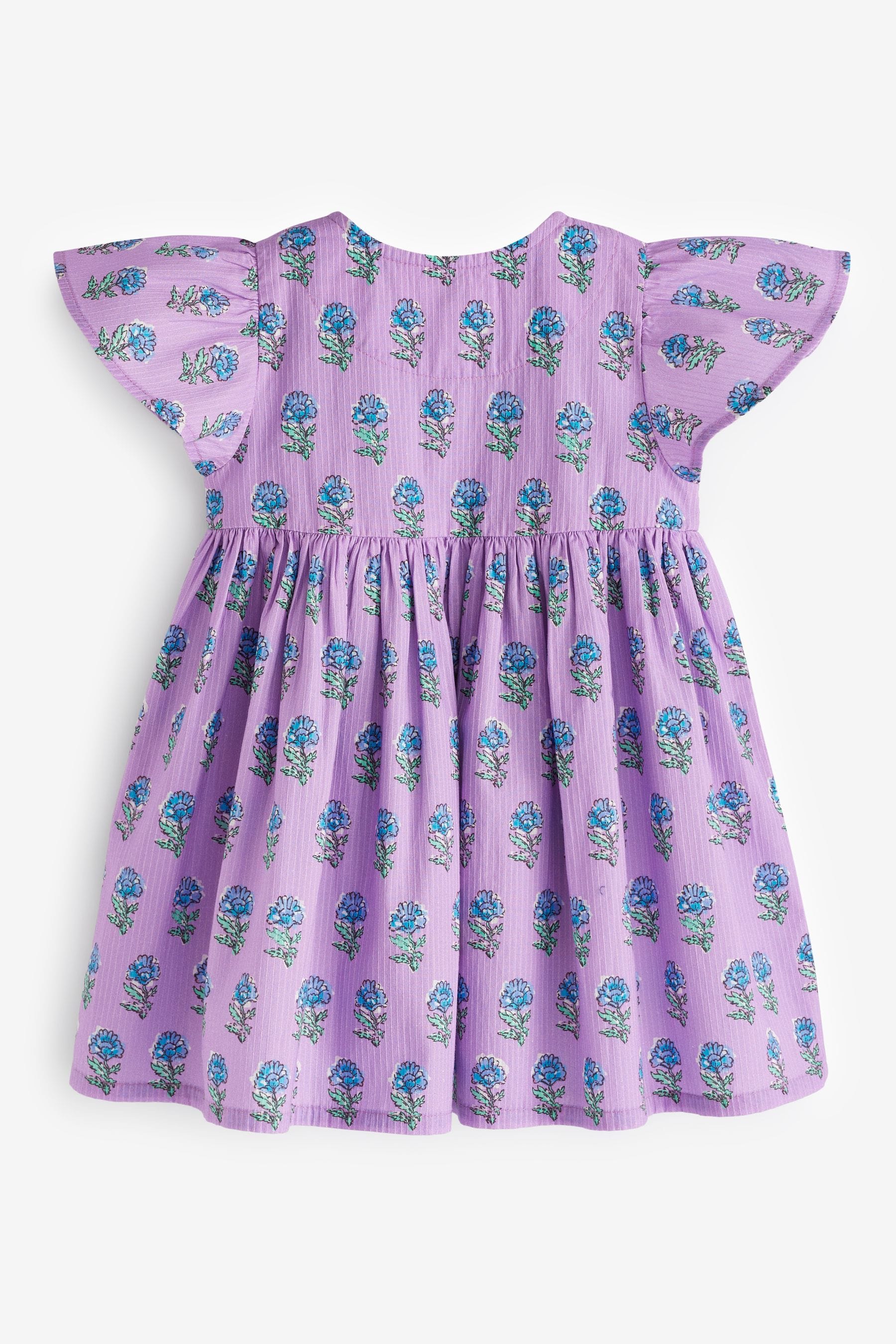 Purple Cotton Button Up Dress (3mths-8yrs)