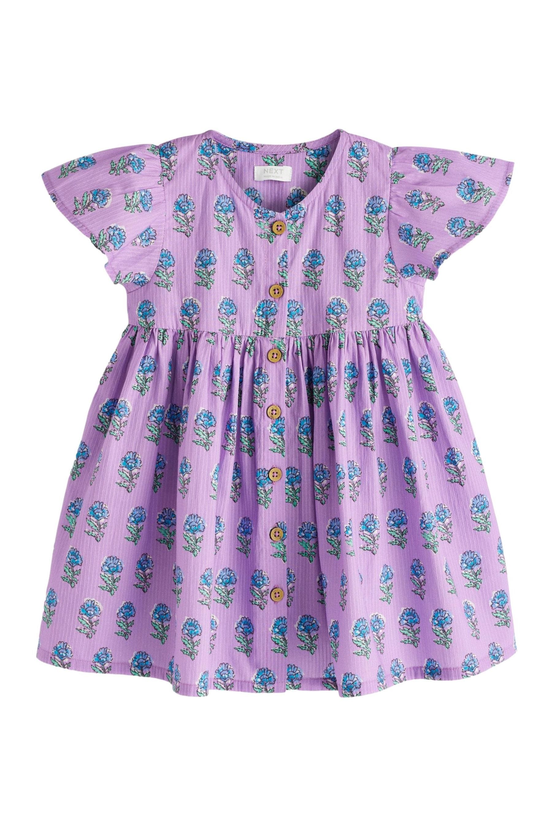 Purple Cotton Button Up Dress (3mths-8yrs)