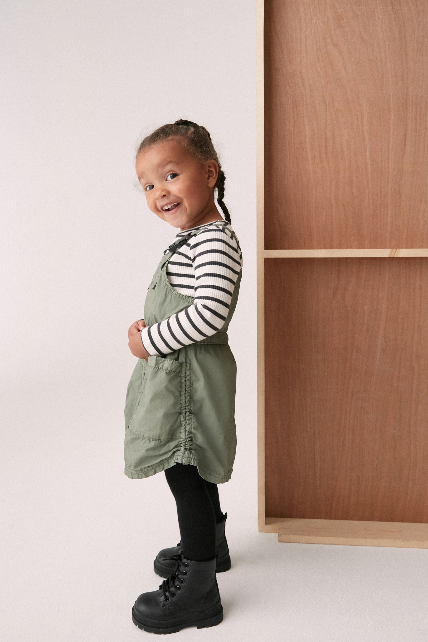 Green Cargo Utility Pinafore Dress (3mths-8yrs)