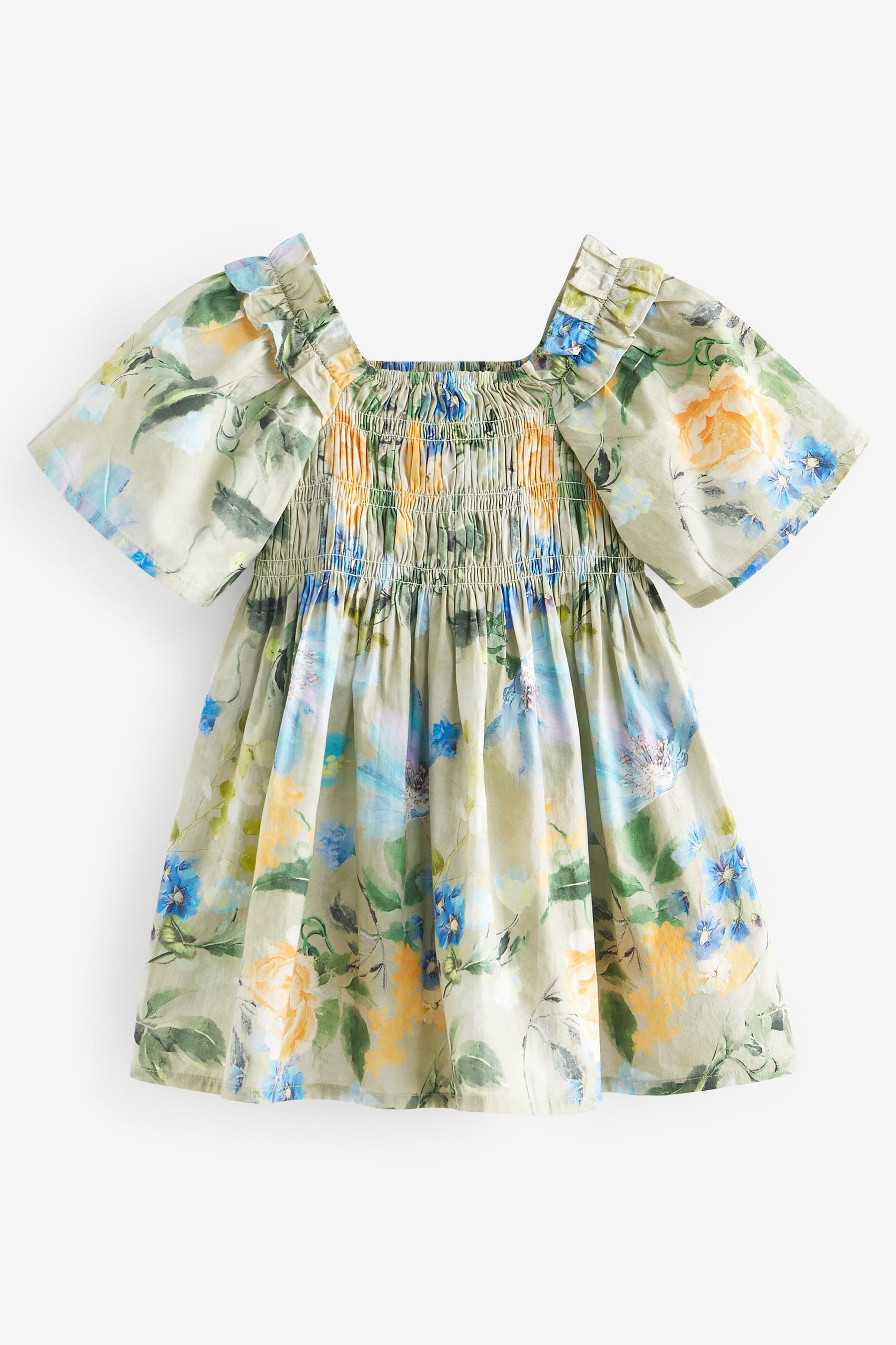 Green Printed Cotton Dress (3mths-8yrs)