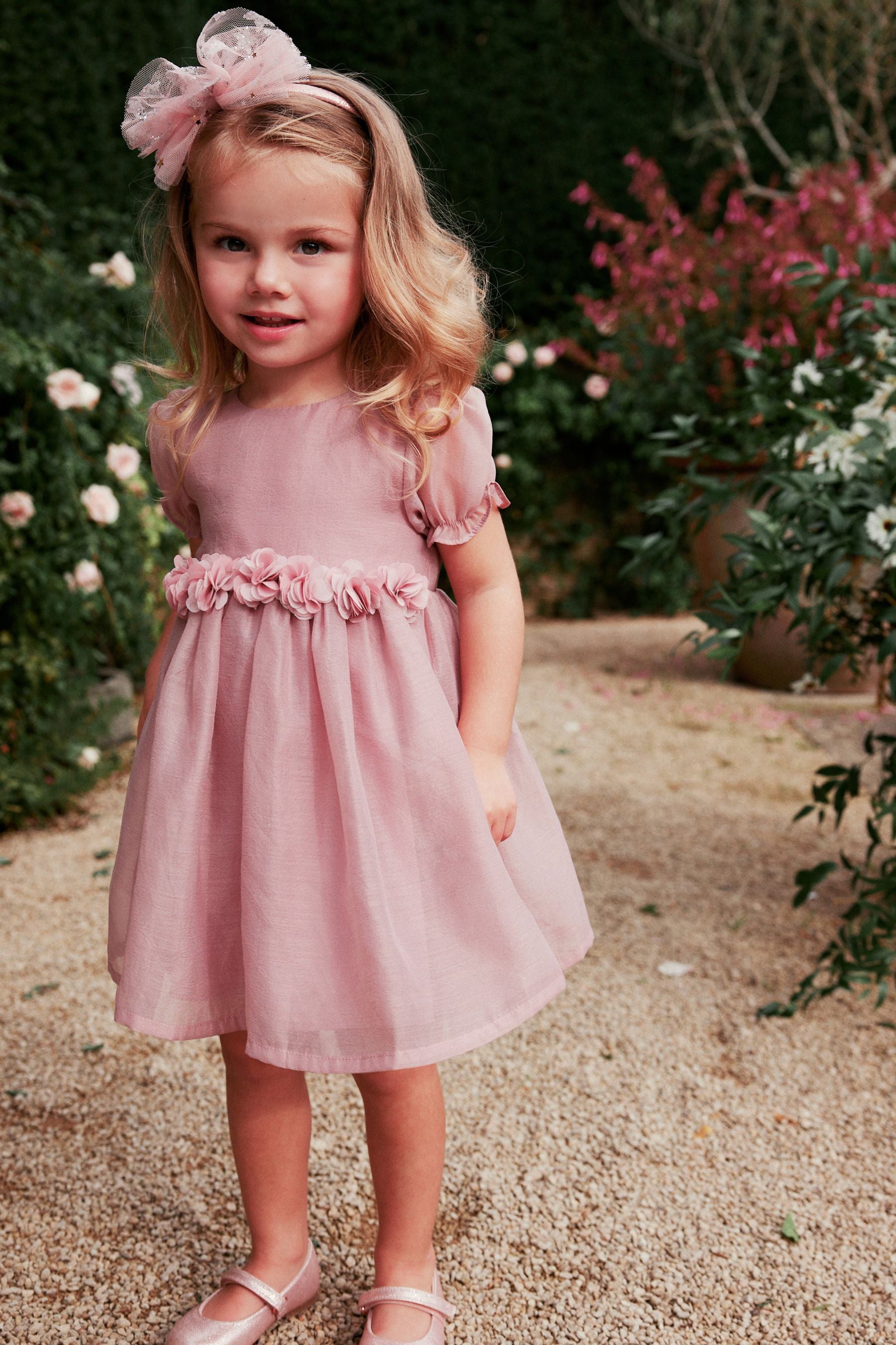 Rose Pink Corsage Flower Girl Dress (3mths-8yrs)