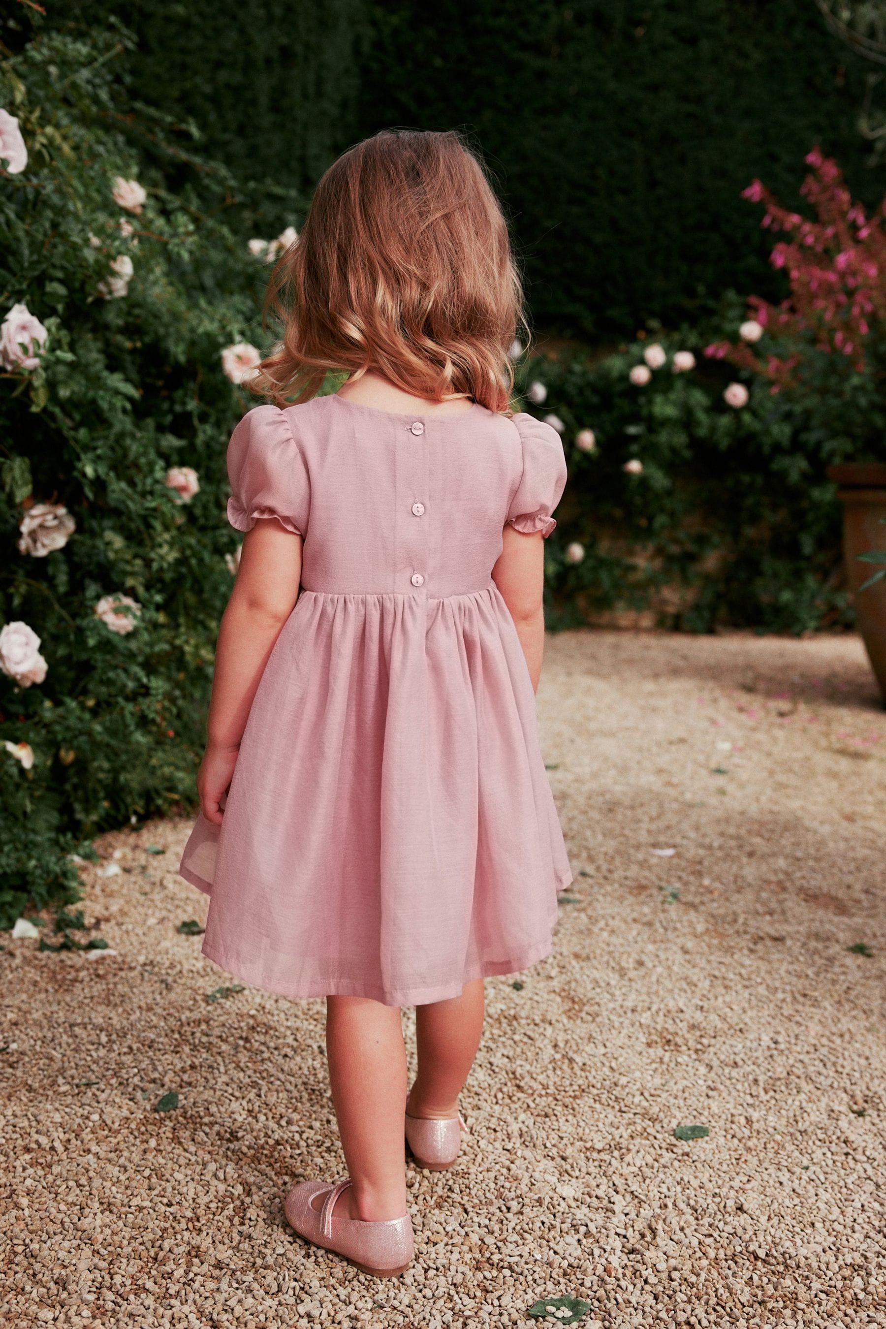 Rose Pink Corsage Flower Girl Dress (3mths-8yrs)