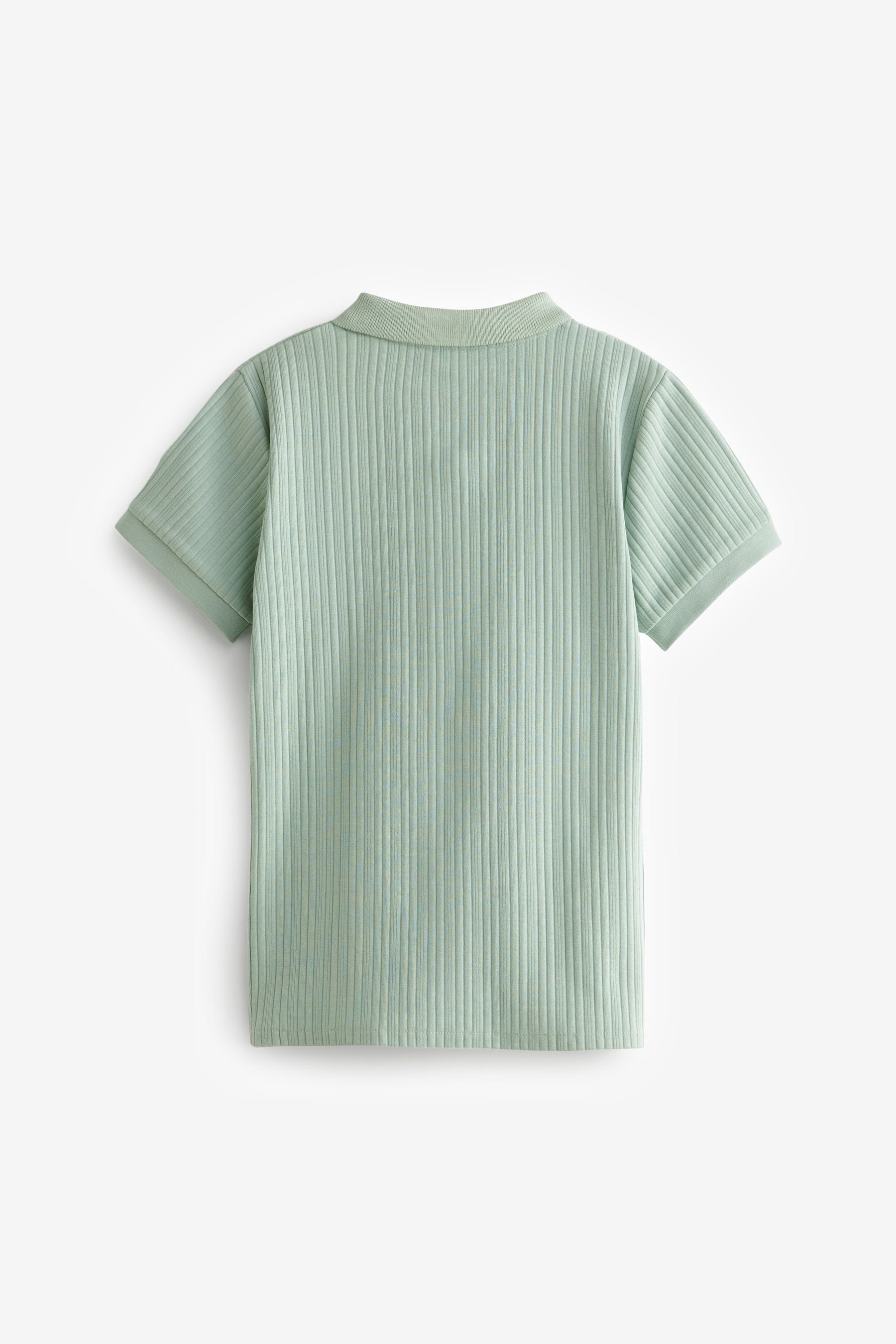 Mineral Green Textured Short Sleeve Polo Shirt (3-16yrs)