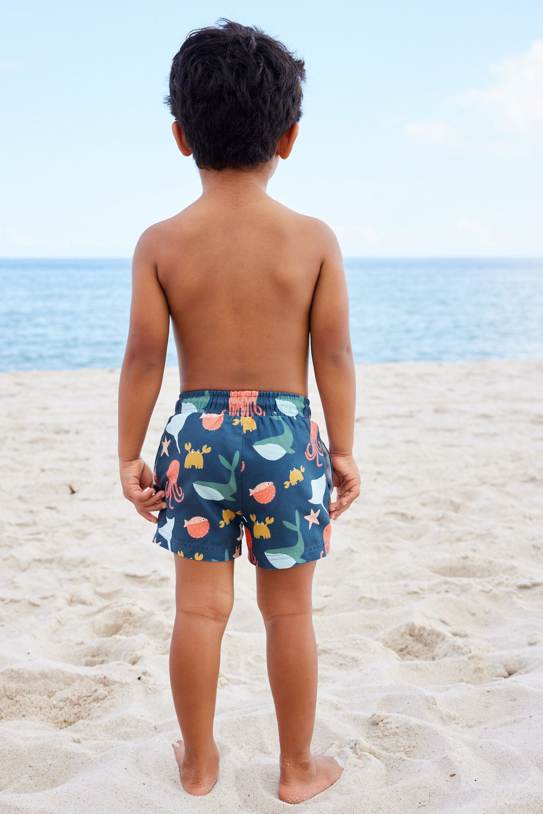 Navy Printed Swim Shorts (3mths-7yrs)