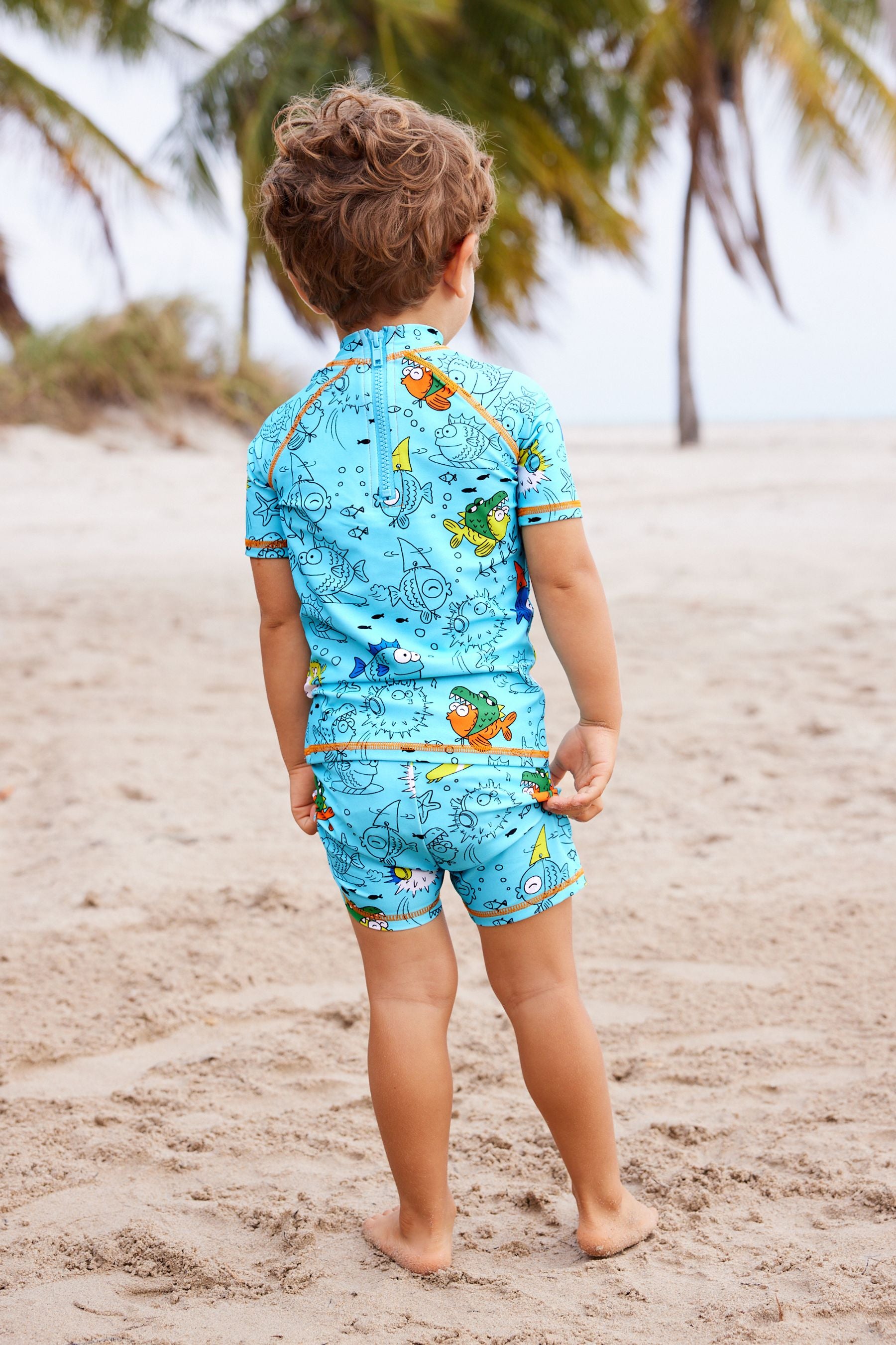 Blue Puffer Fish Sunsafe Top and Shorts Set (3mths-7yrs)