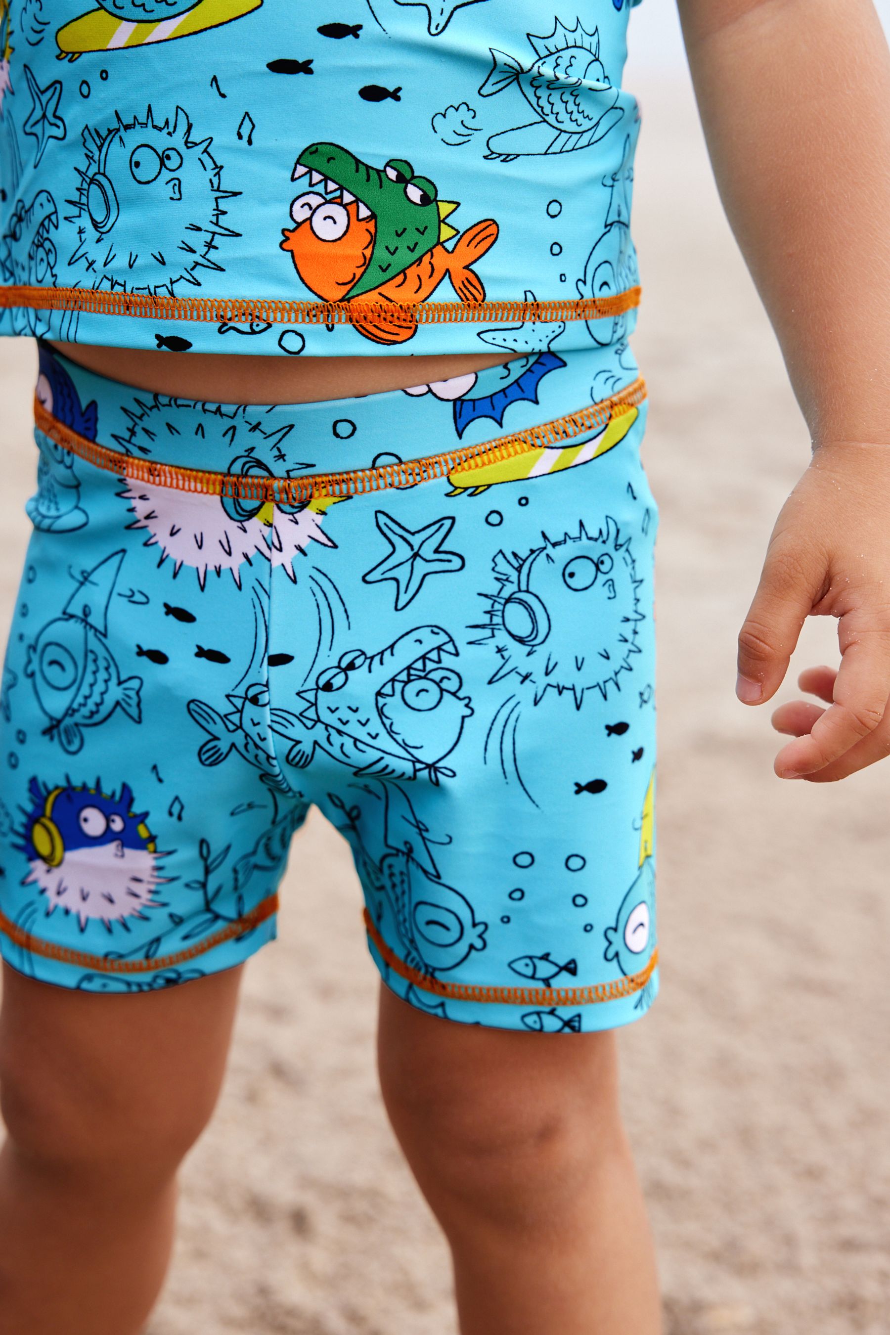 Blue Puffer Fish Sunsafe Top and Shorts Set (3mths-7yrs)