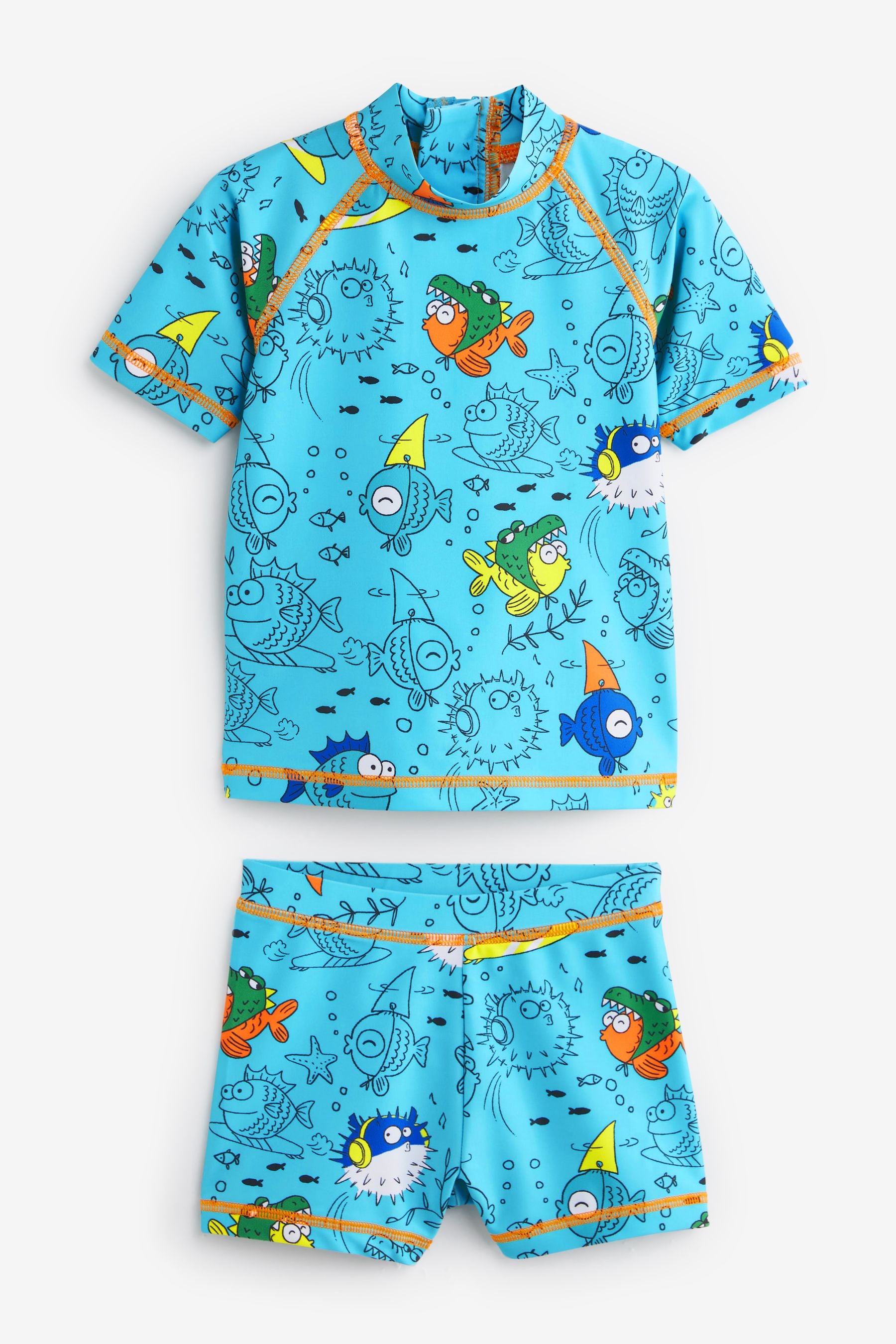 Blue Puffer Fish Sunsafe Top and Shorts Set (3mths-7yrs)