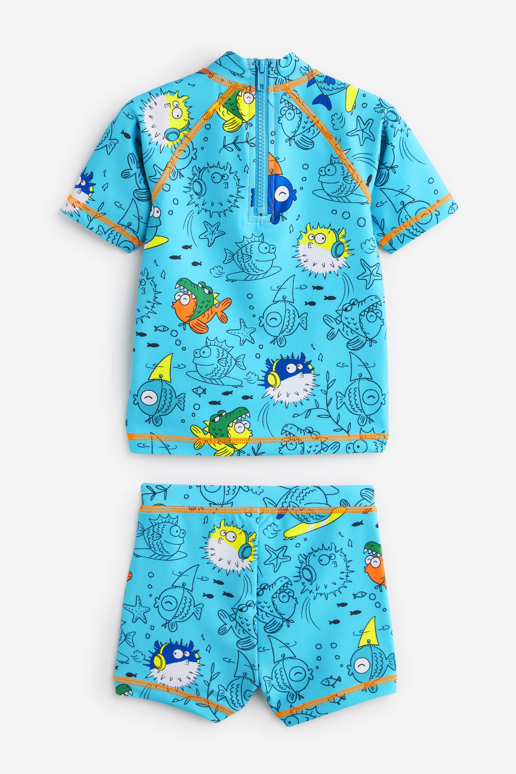 Blue Puffer Fish Sunsafe Top and Shorts Set (3mths-7yrs)