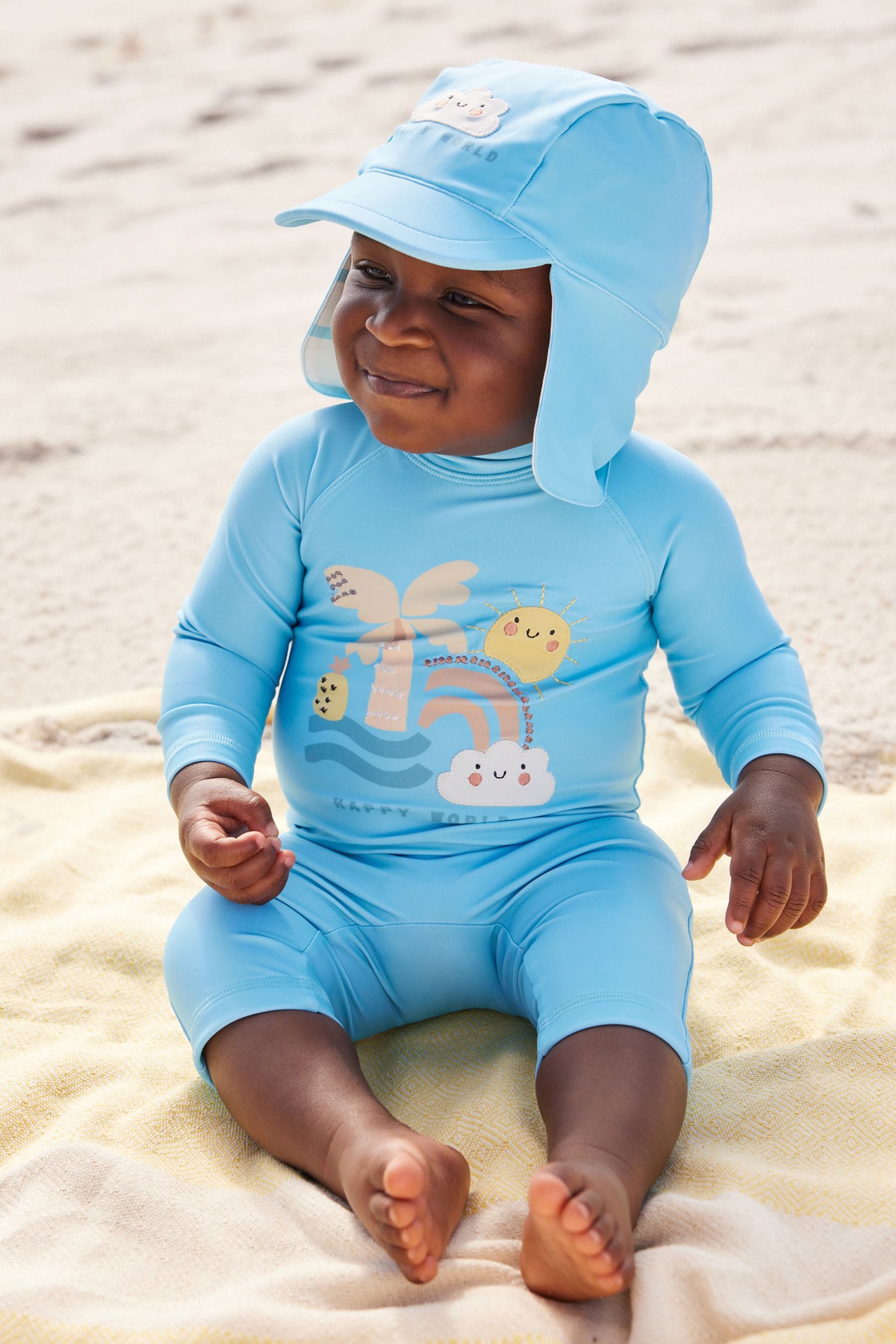 Blue Sunsafe Swimsuit & Hat 2 Piece Set (3mths-7yrs)