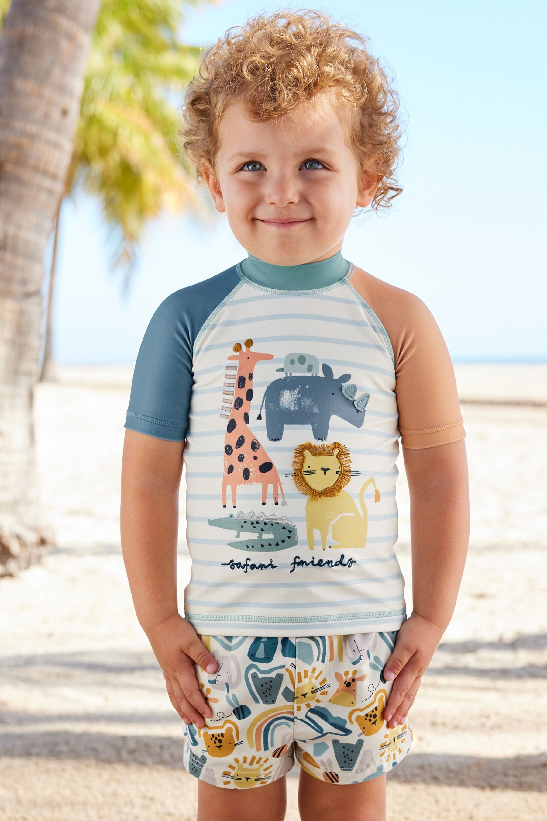 Neutral Safari Sunsafe Top and Shorts Set (3mths-7yrs)