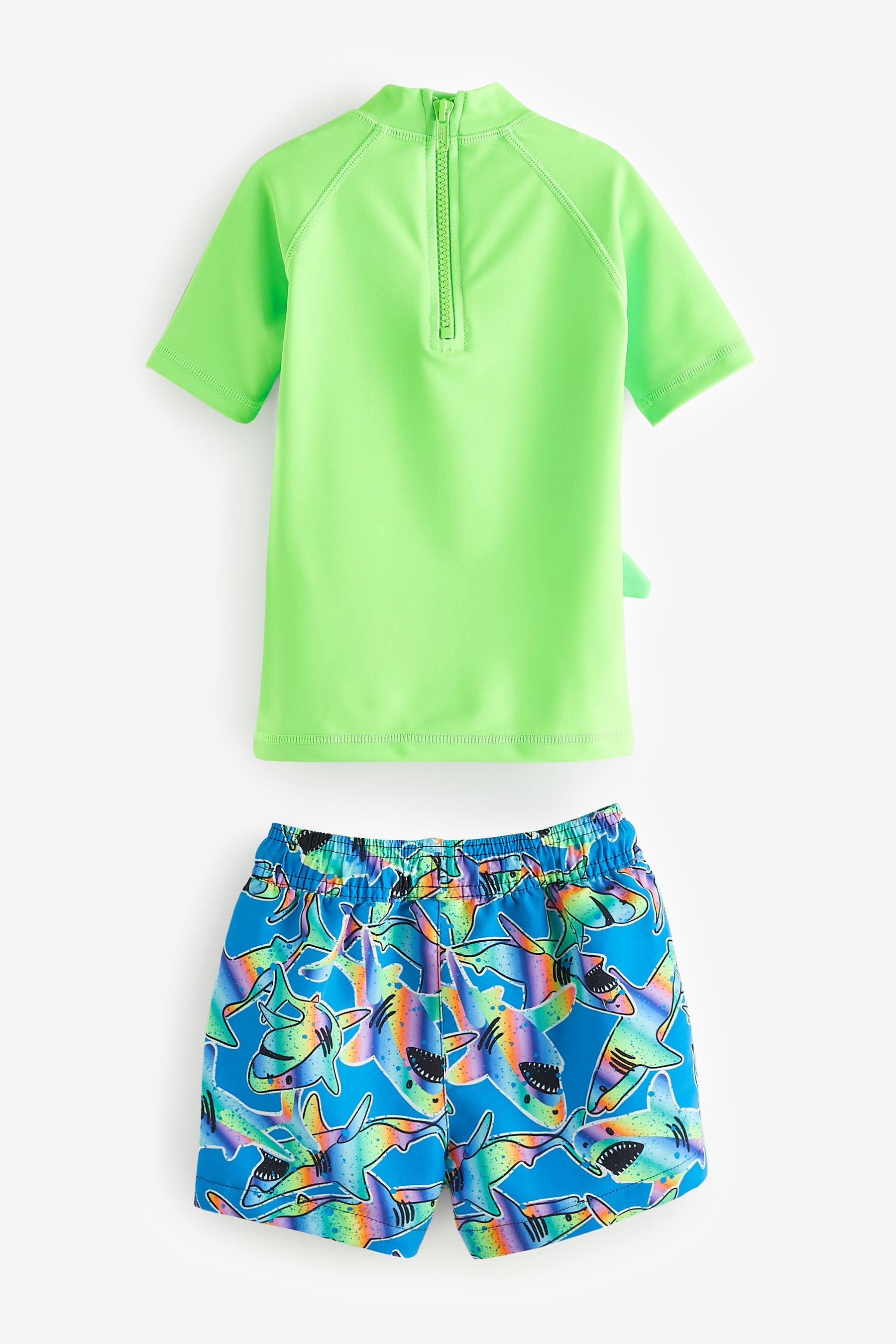 Green Rainbow Shark Sunsafe Top and Shorts Set (3mths-7yrs)