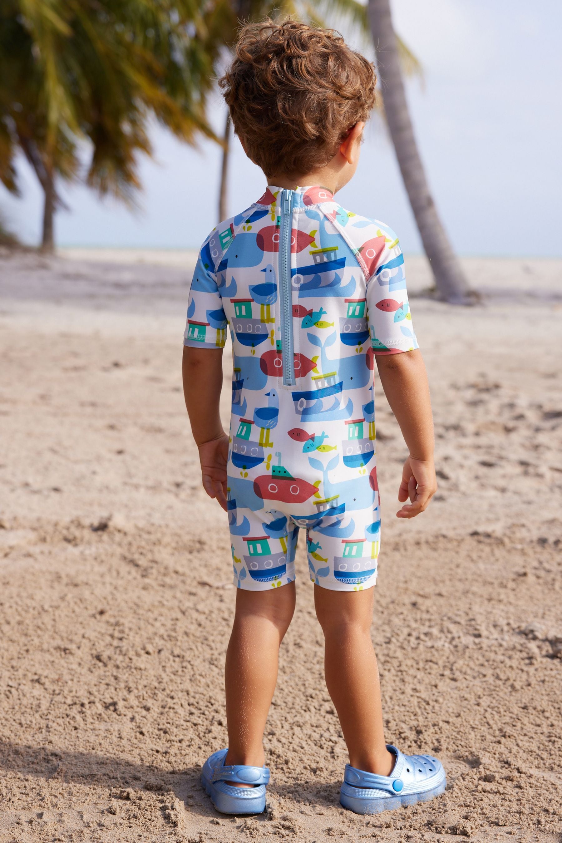 Blue Red Submarines Sunsafe All-In-One Swimsuit (3mths-7yrs)