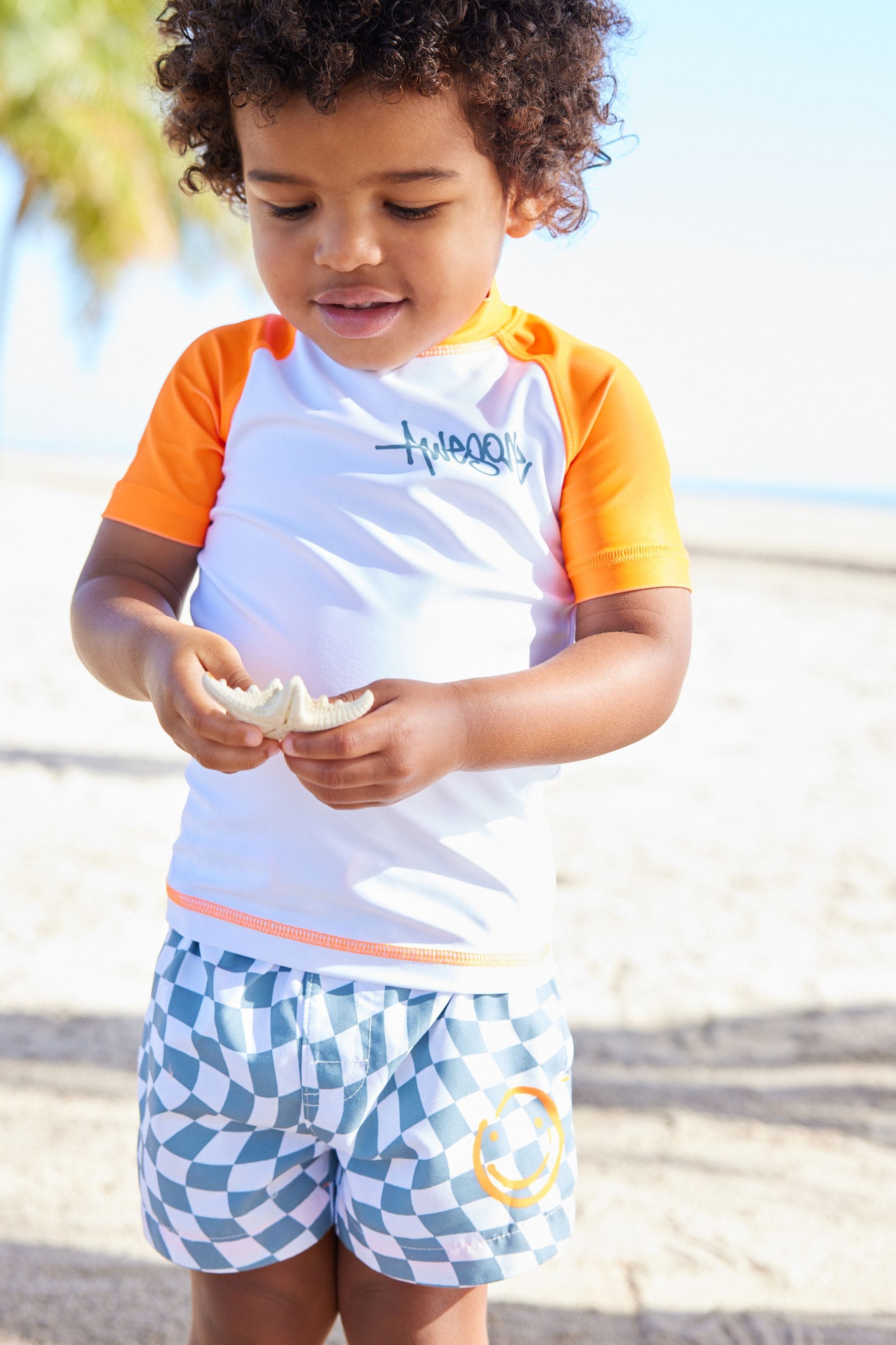 Orange Checkerboard Sunsafe Top and Shorts Set (3mths-7yrs)