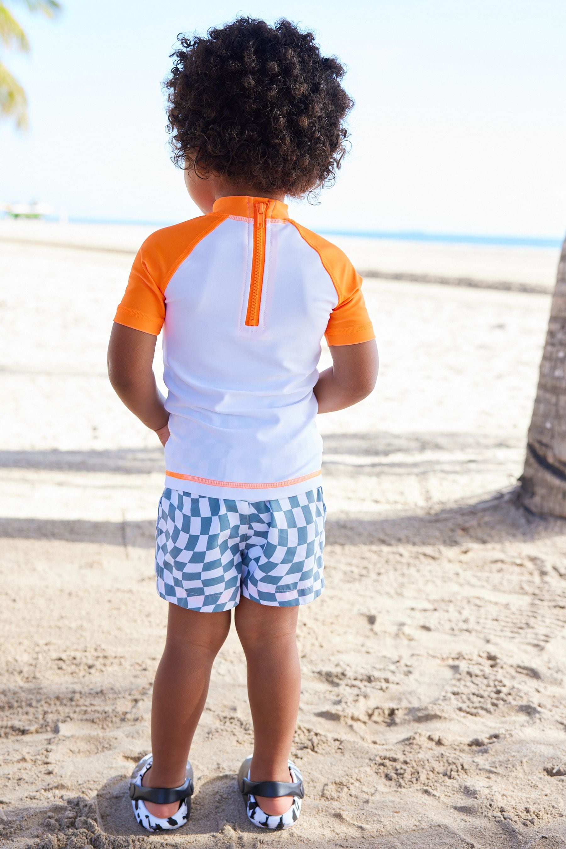 Orange Checkerboard Sunsafe Top and Shorts Set (3mths-7yrs)