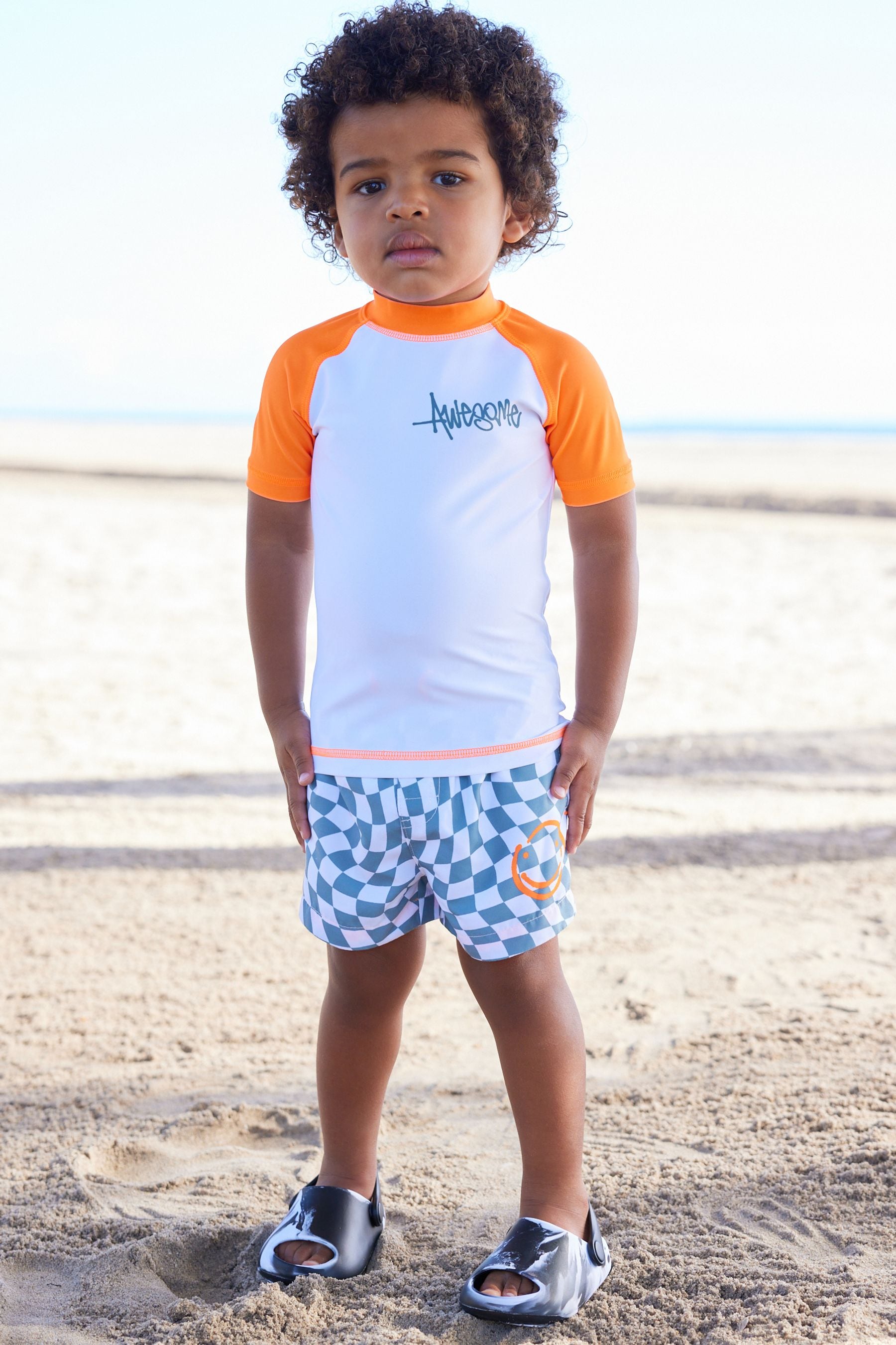 Orange Checkerboard Sunsafe Top and Shorts Set (3mths-7yrs)