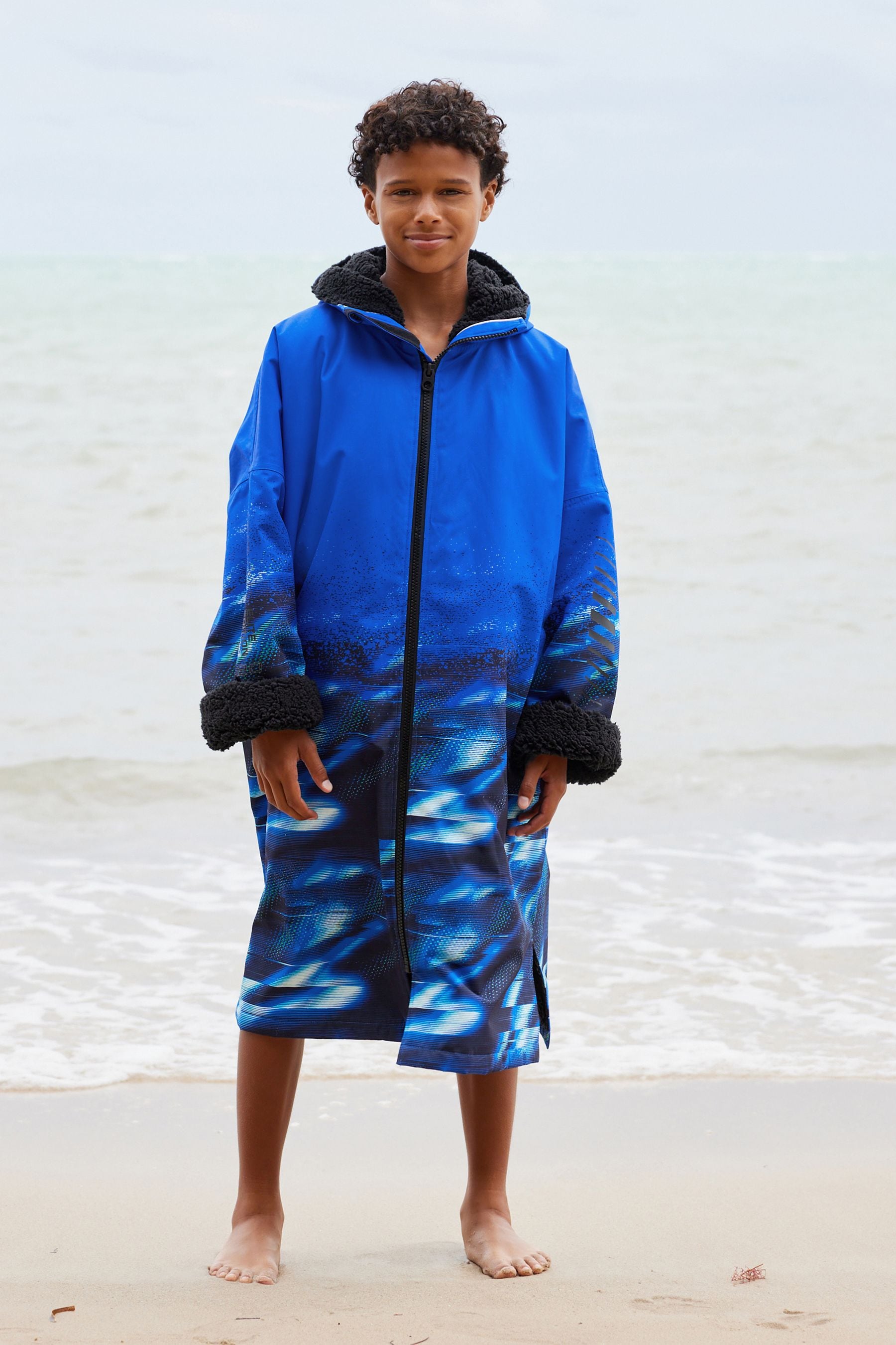 Blue Printed Waterproof Changing Robe (3-16yrs)