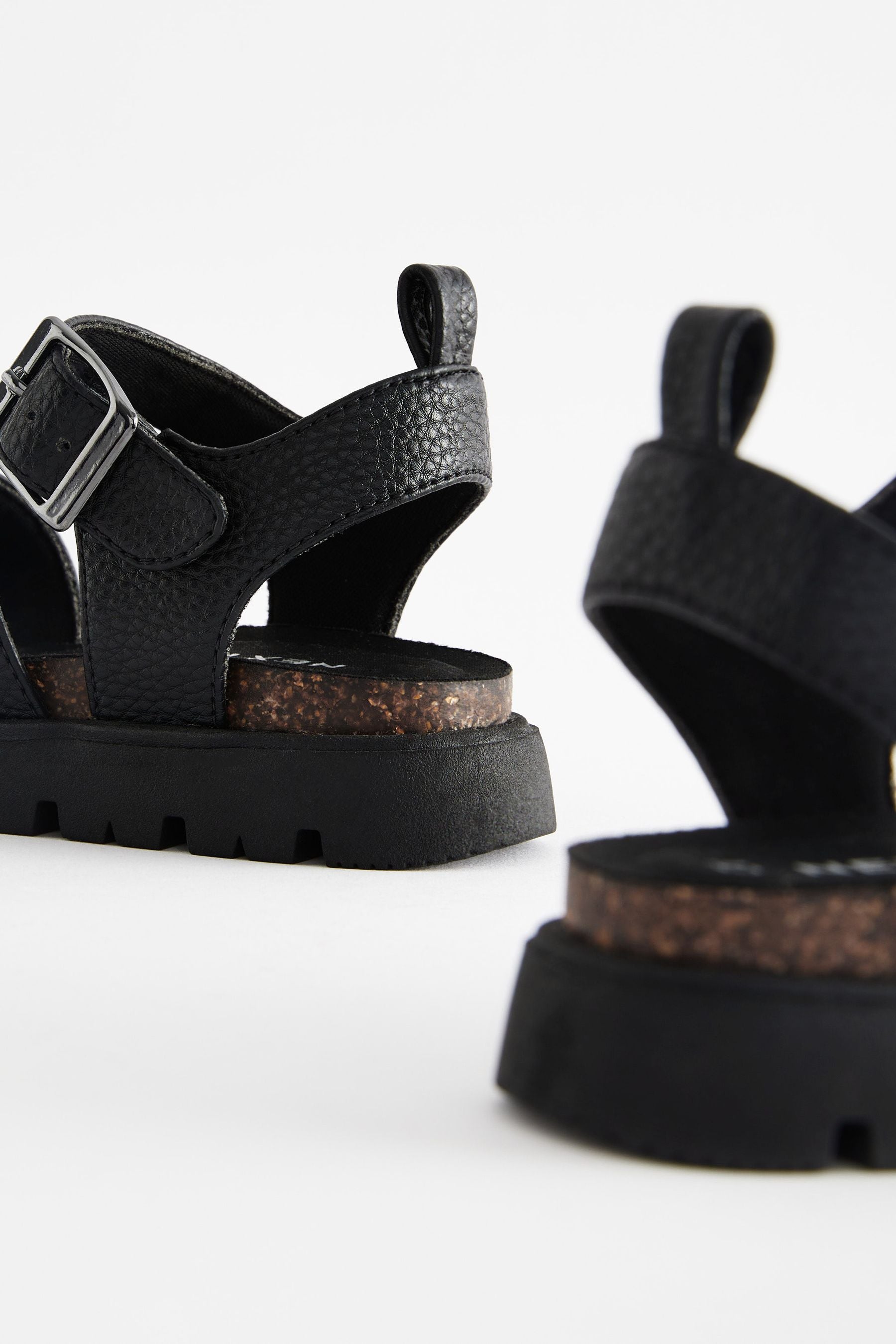 Black Chunky Corkbed Sandals