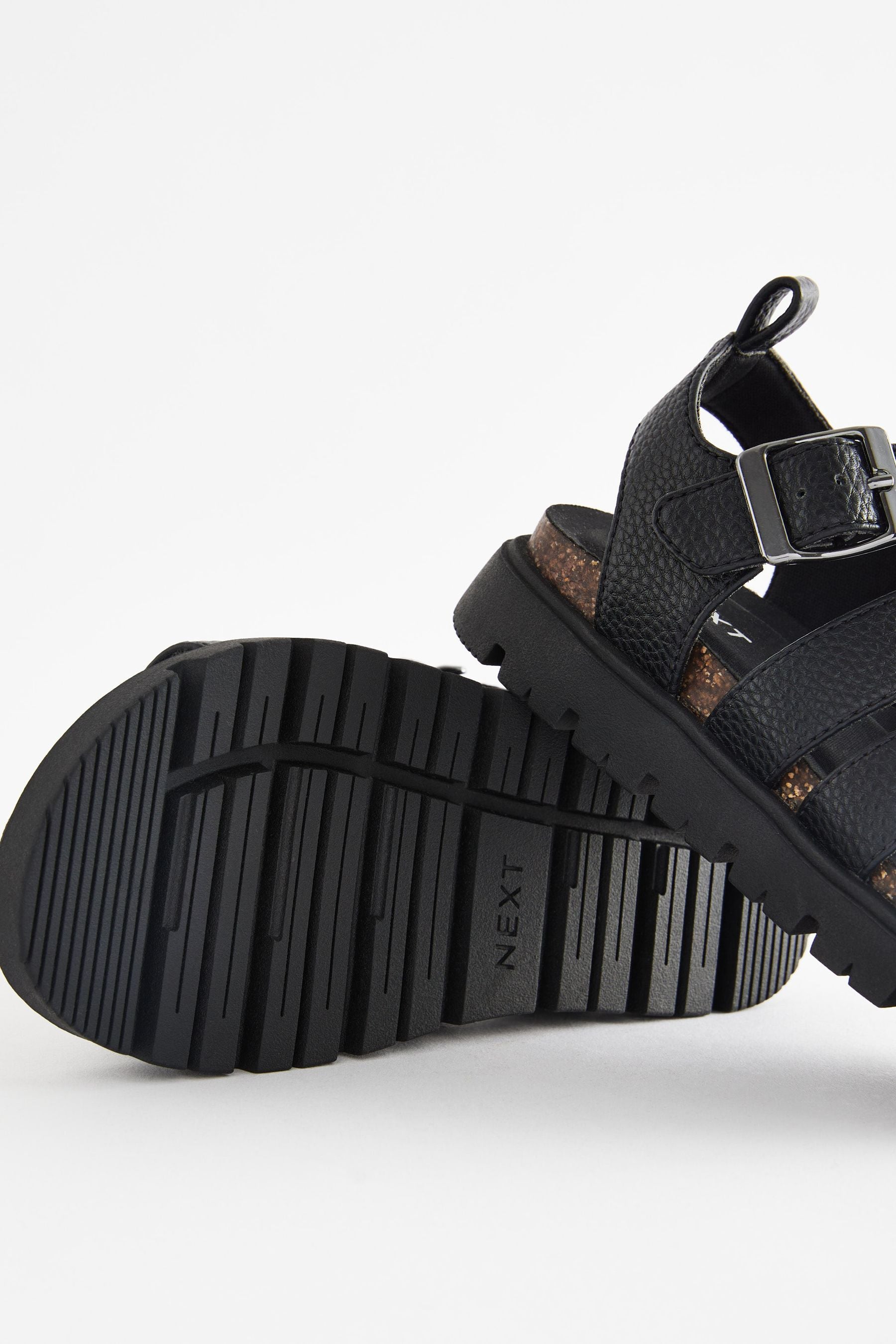 Black Chunky Corkbed Sandals