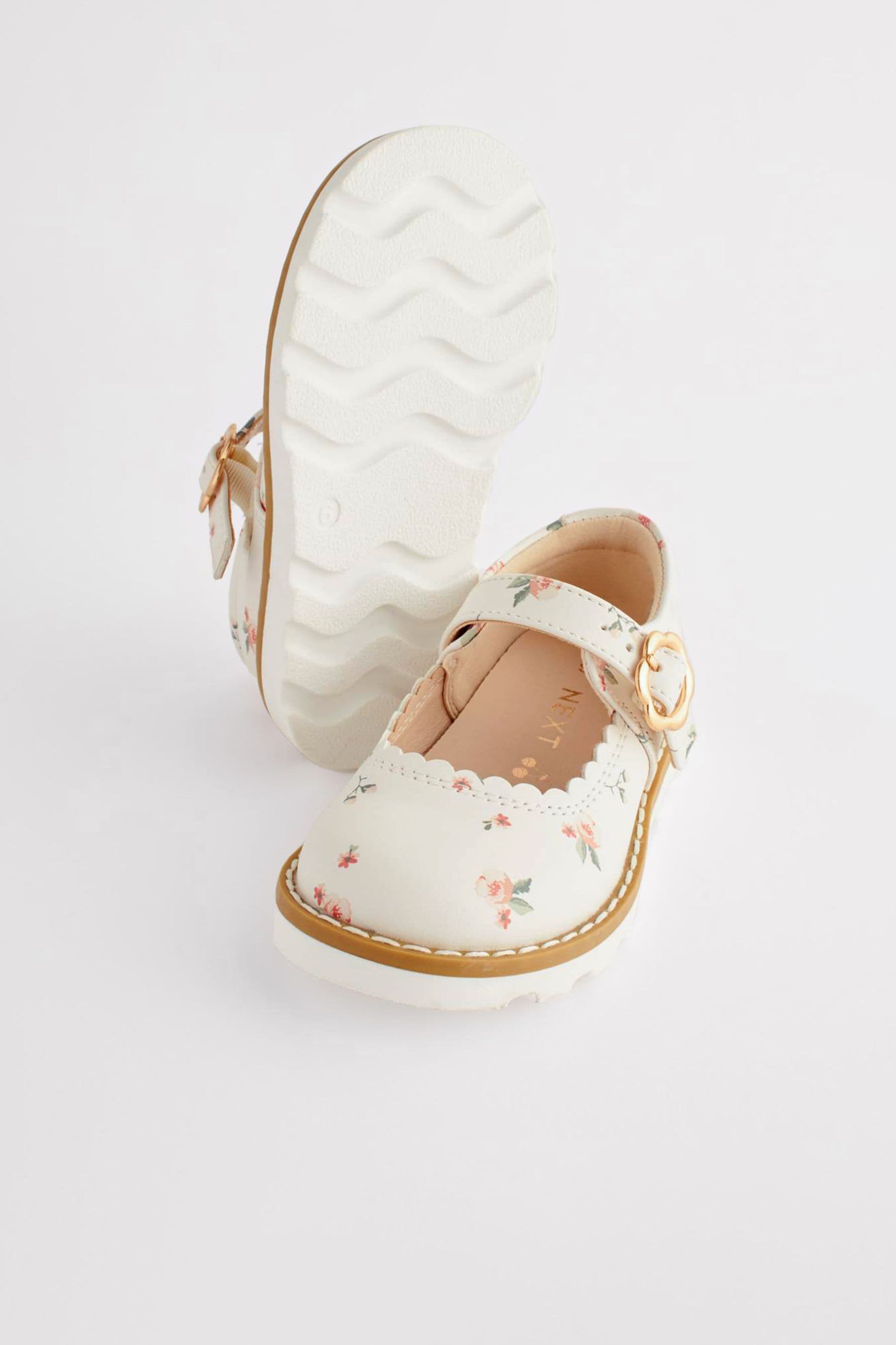 White Floral Mary Jane Shoes