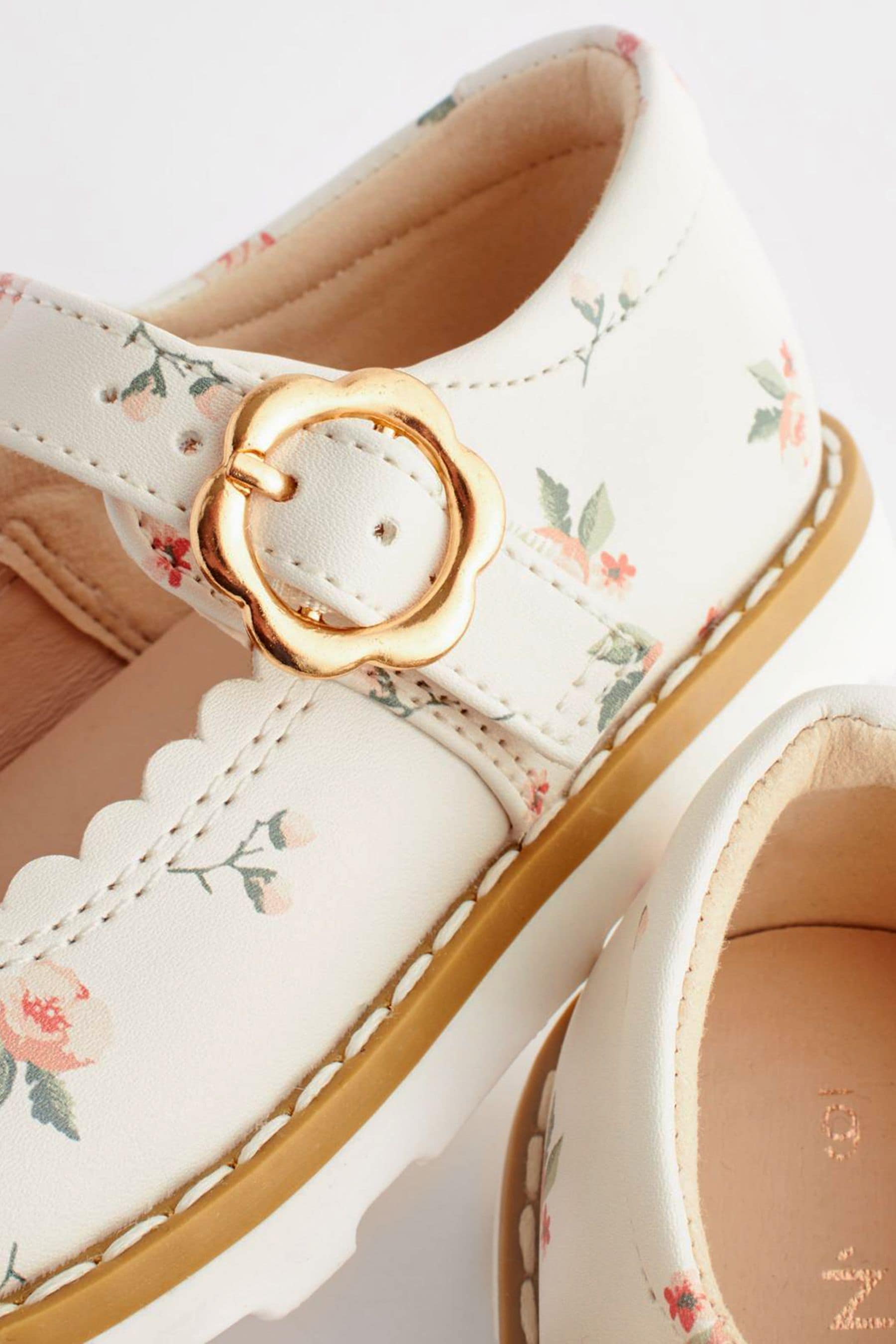 White Floral Mary Jane Shoes