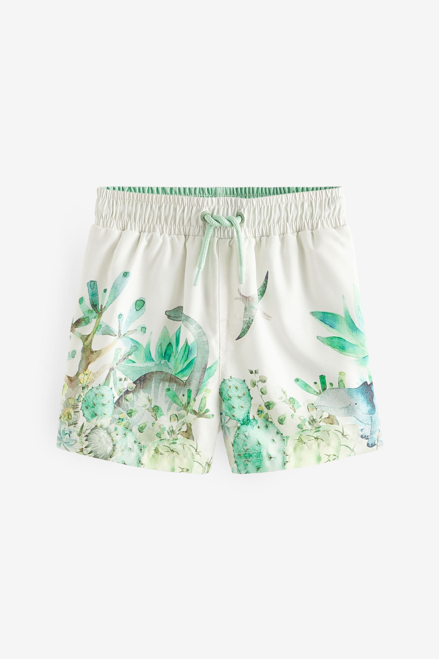 White/Green Printed Swim Shorts (3mths-7yrs)