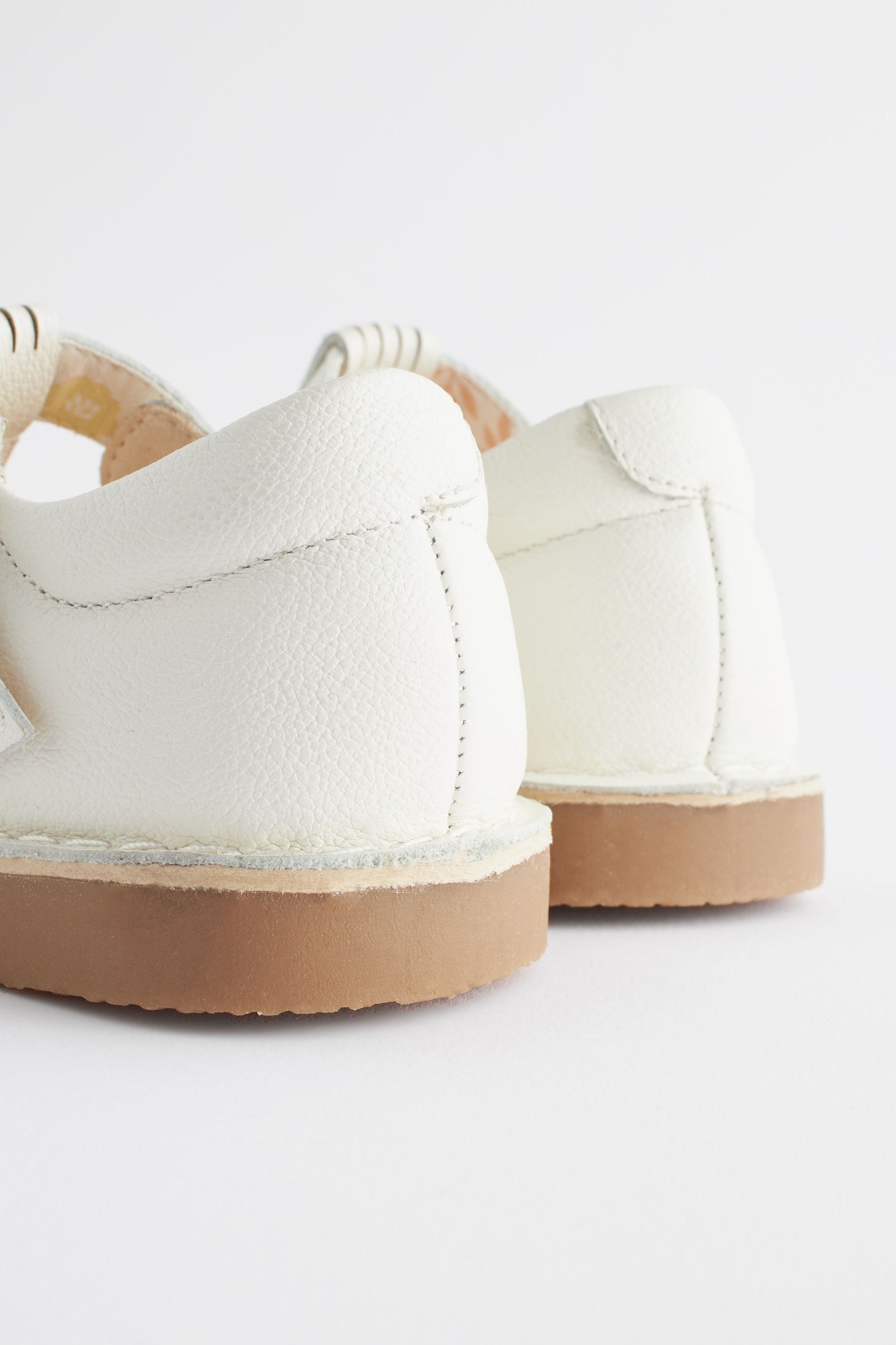 White Leather T-Bar Shoes