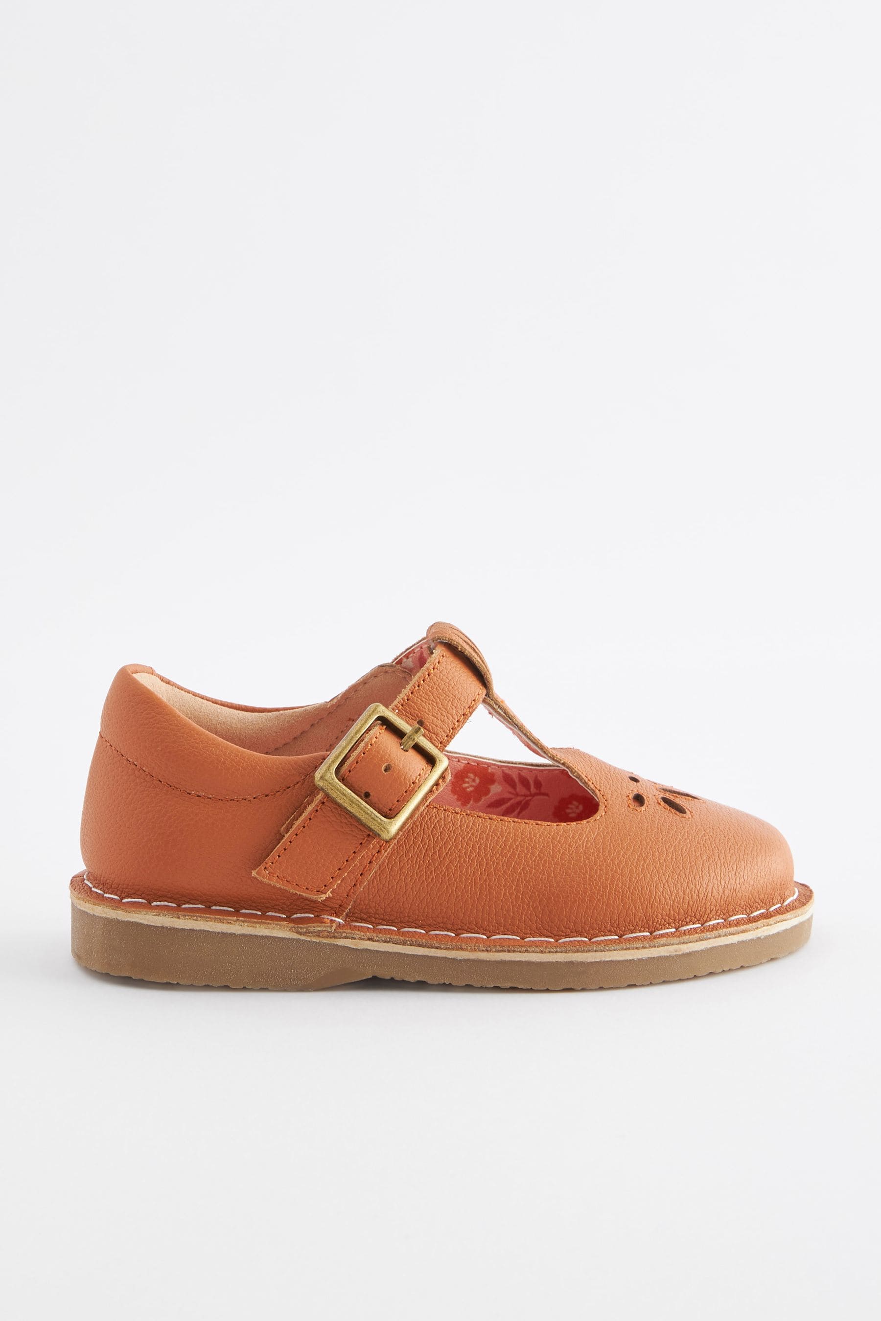 Tan Brown Leather T-Bar Shoes