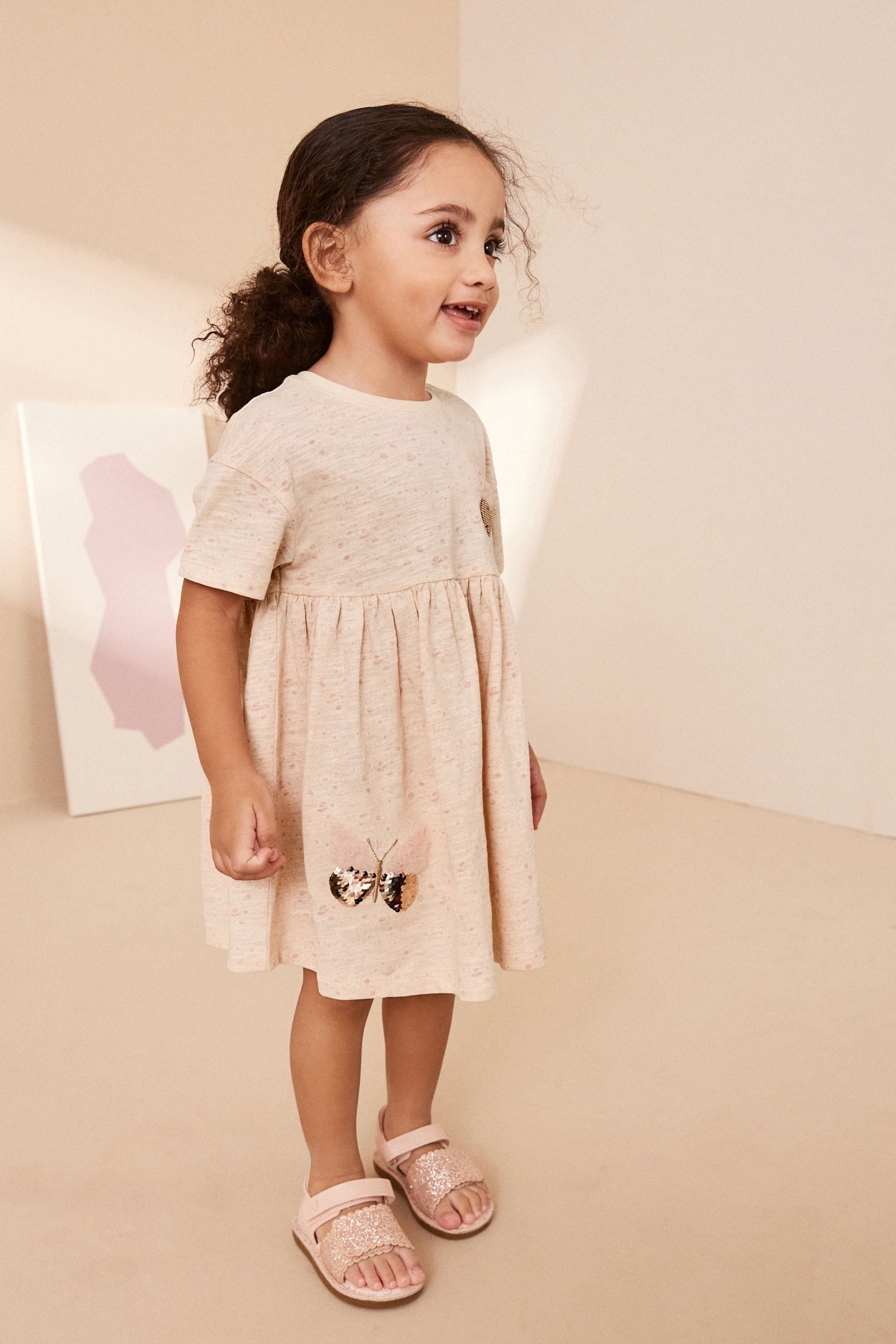 Pale Pink Sequin Jersey Dress (9mths-7yrs)