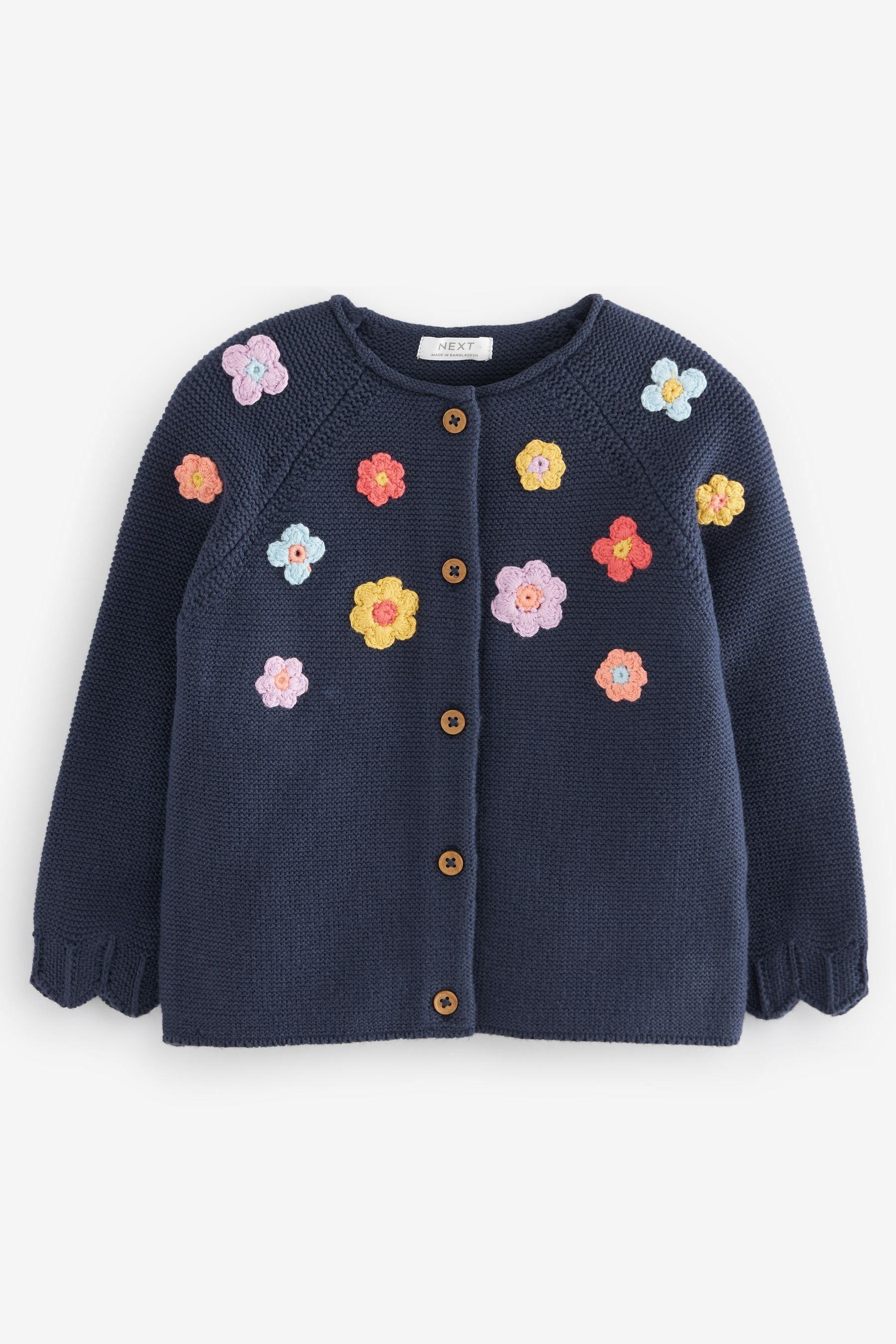 Navy Crochet Flower Cardigan (3mths-7yrs)