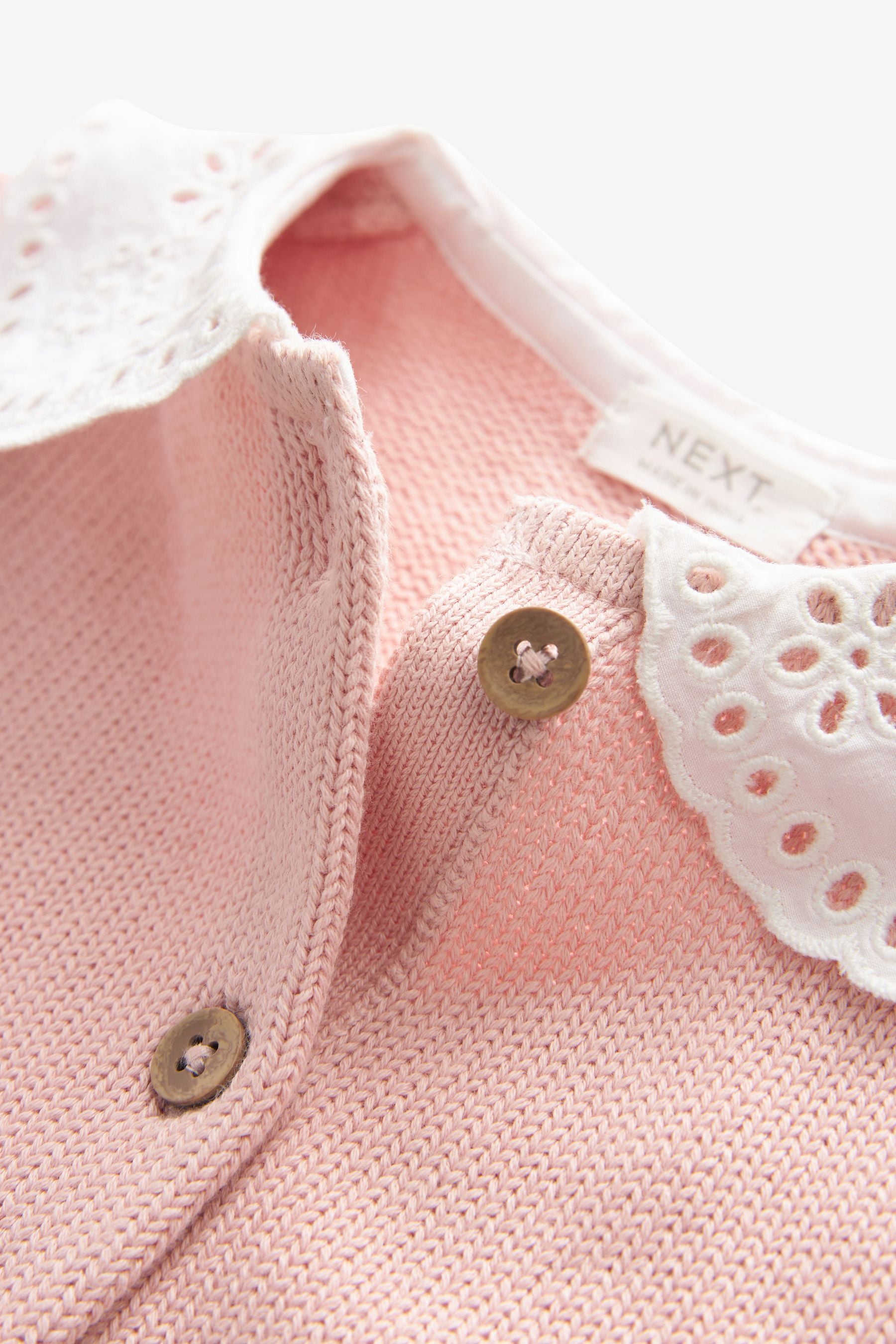 Pink Broderie Collar Cardigan (3mths-7yrs)