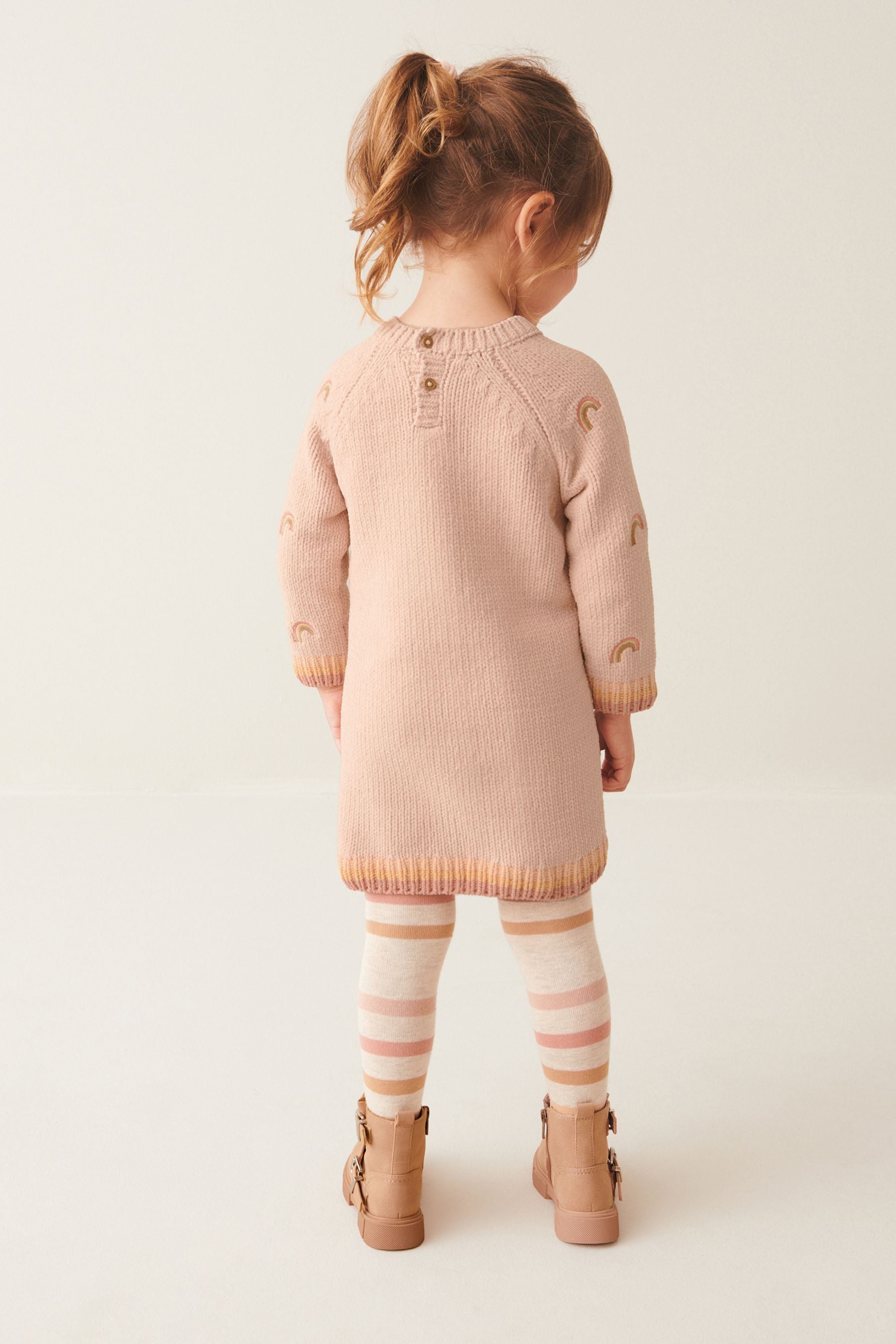 Ecru Cream Marl Jumper Dress and Tights Set (3mths-7yrs)