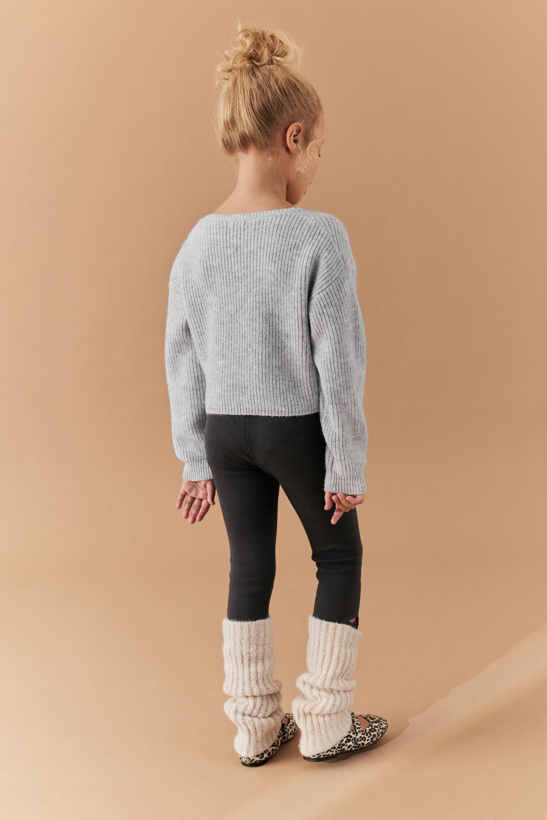 Grey Knitted Twist Front Jumper (5-16yrs)