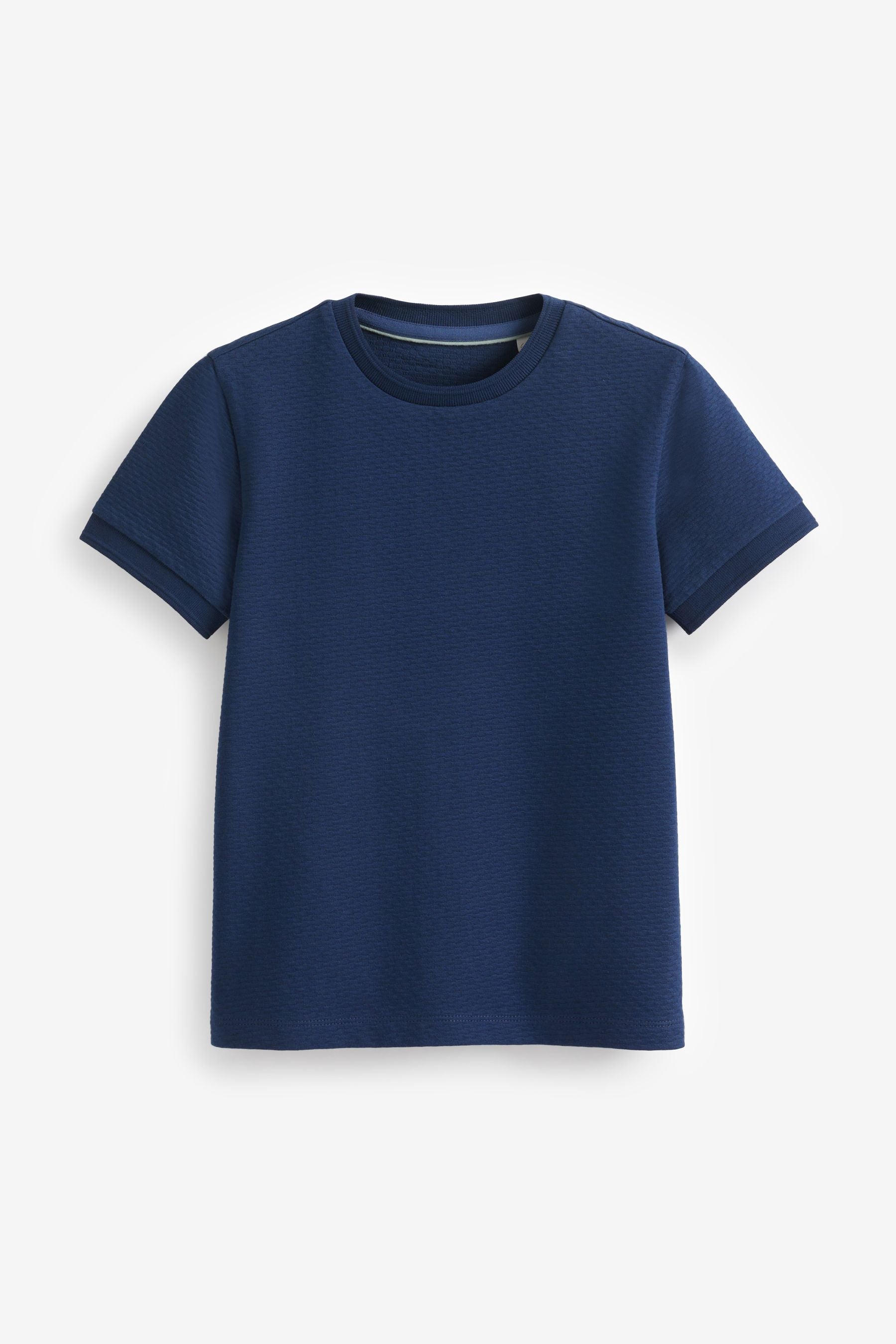 Navy Blue Short Sleeve Textured T-Shirt (3-16yrs)