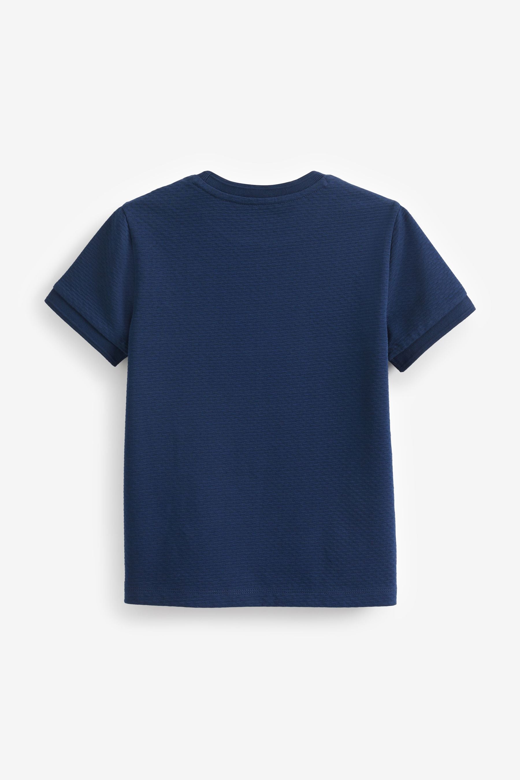 Navy Blue Short Sleeve Textured T-Shirt (3-16yrs)