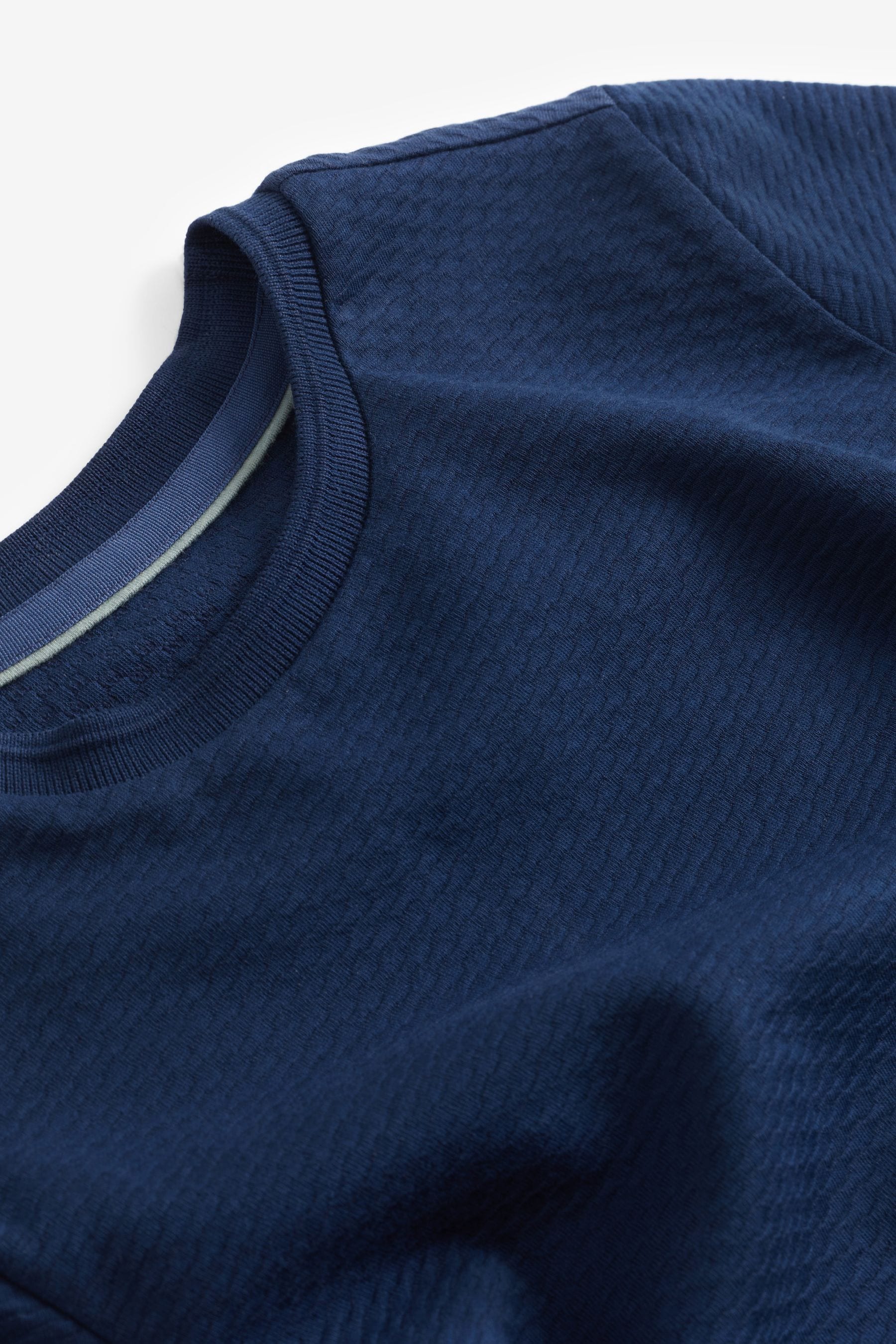 Navy Blue Short Sleeve Textured T-Shirt (3-16yrs)