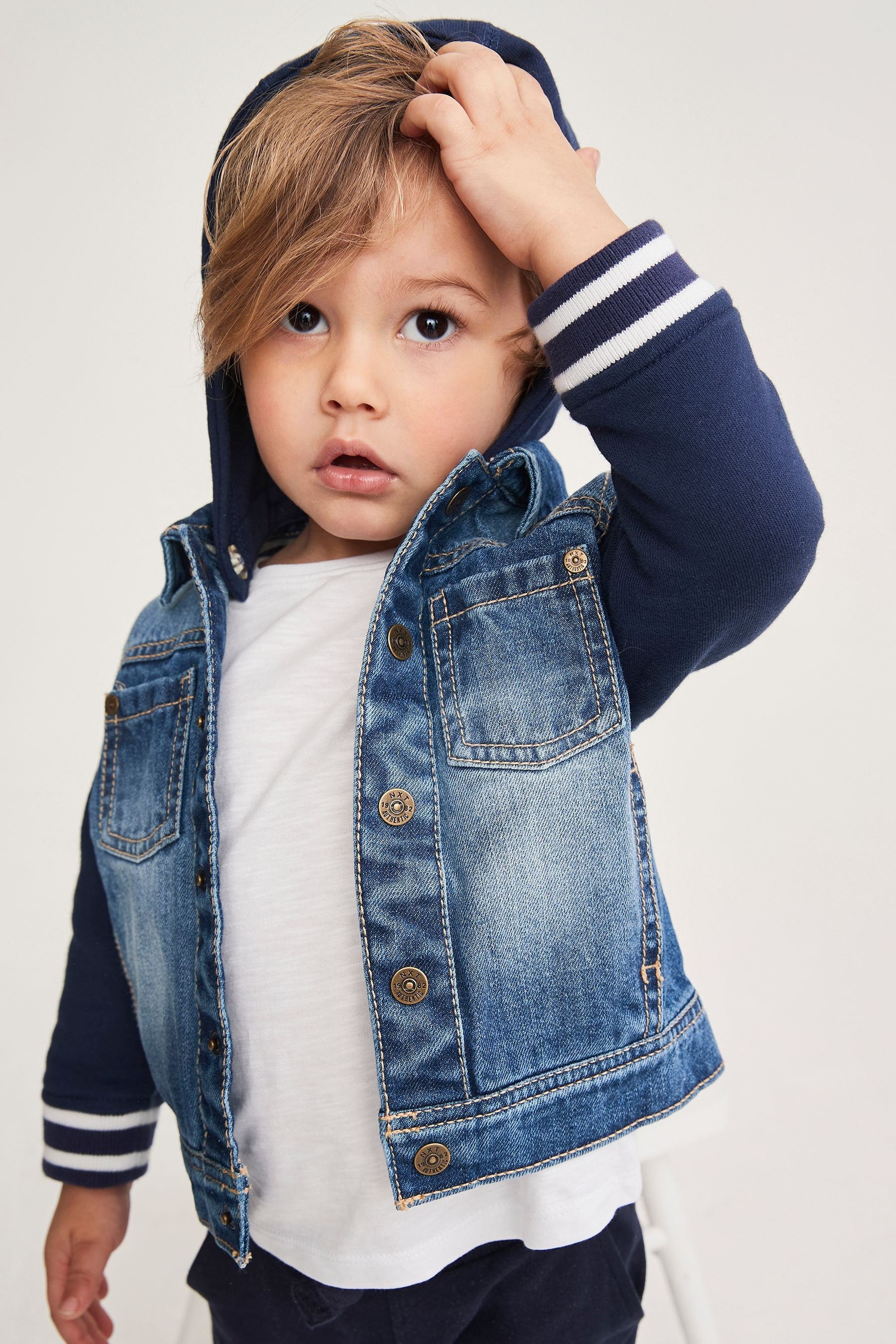 Denim Hooded Bomber Jacket (3mths-10yrs)