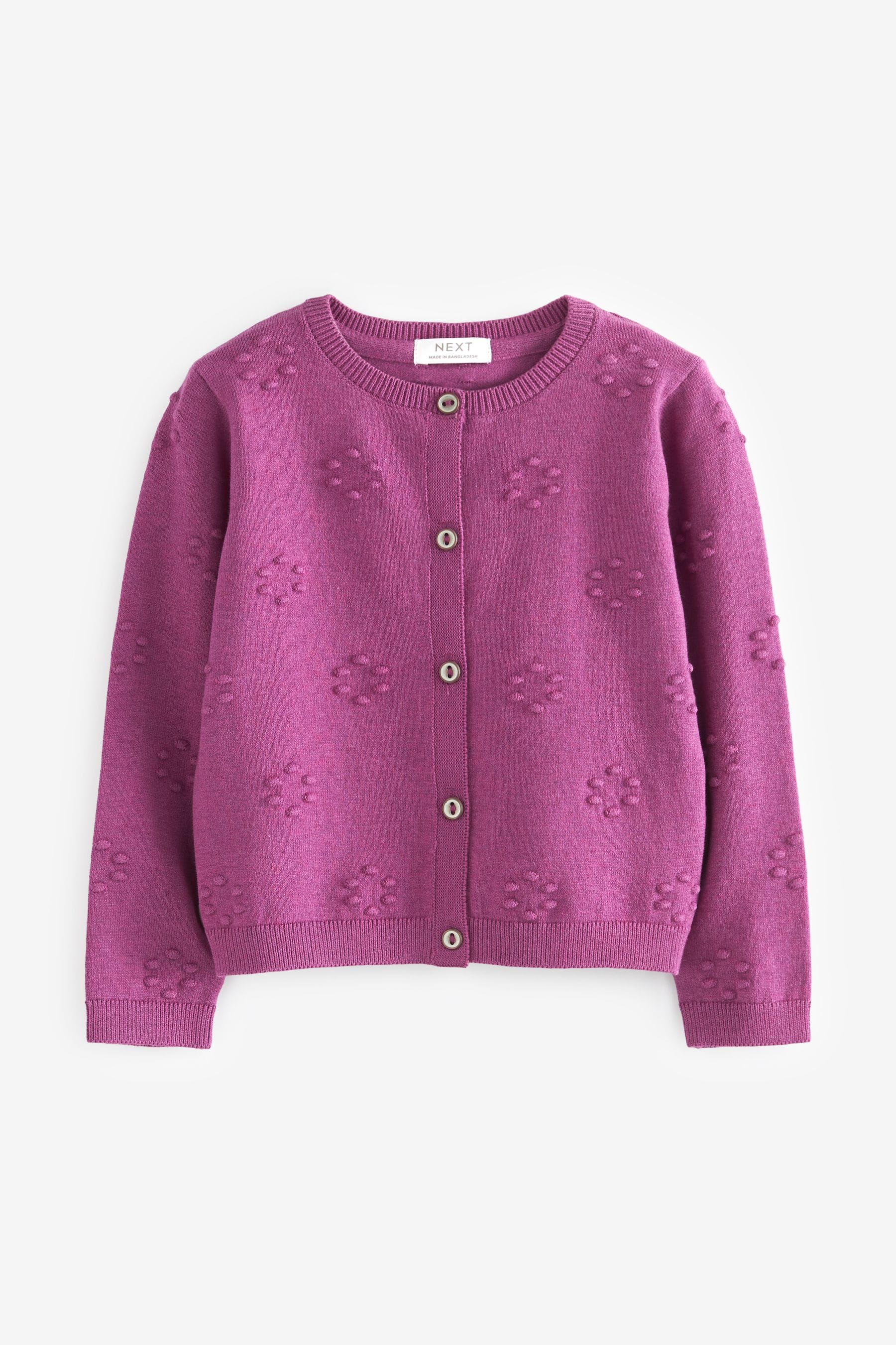 Purple Bobble Cardigan (3mths-10yrs)