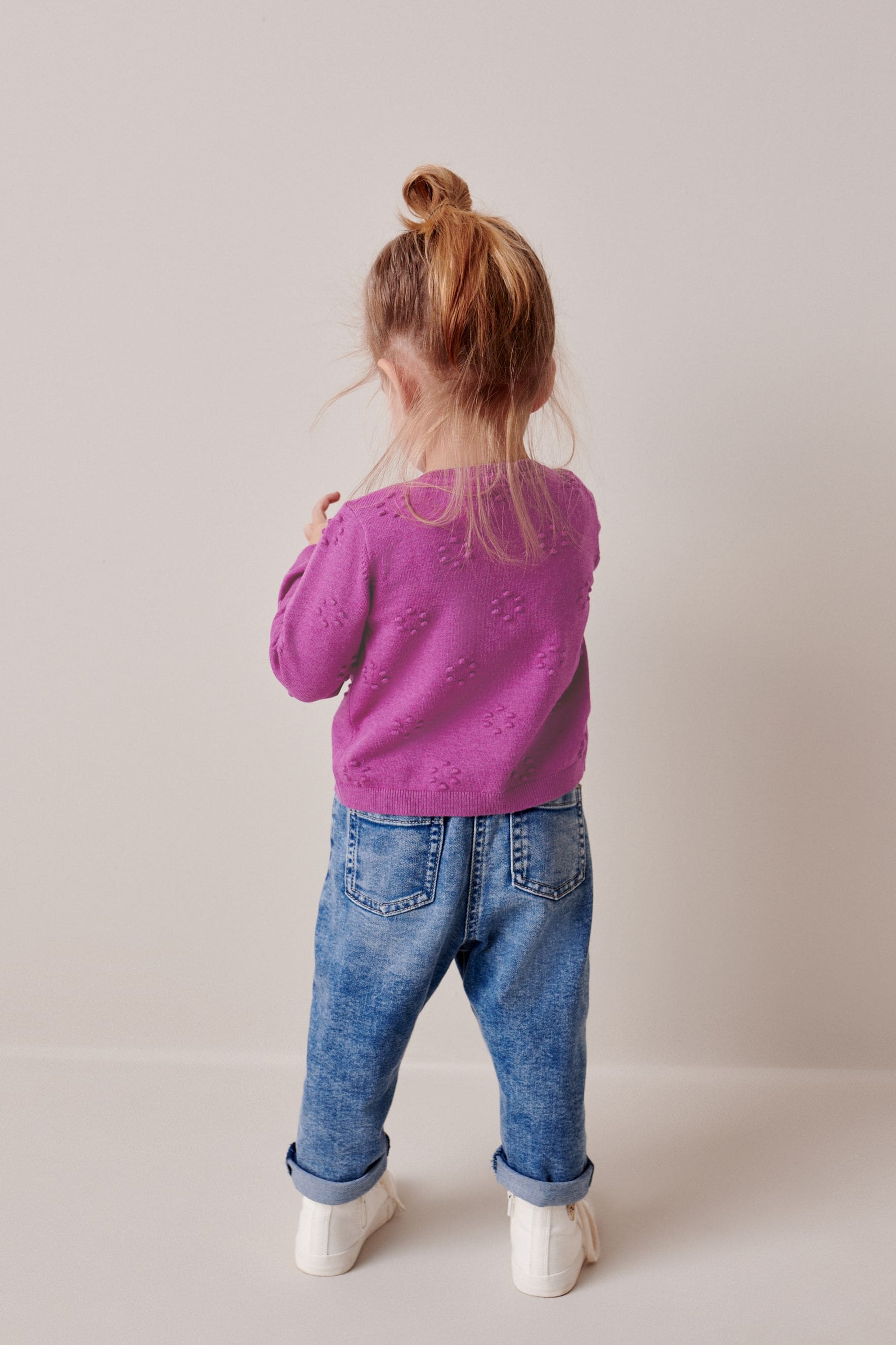 Purple Bobble Cardigan (3mths-10yrs)