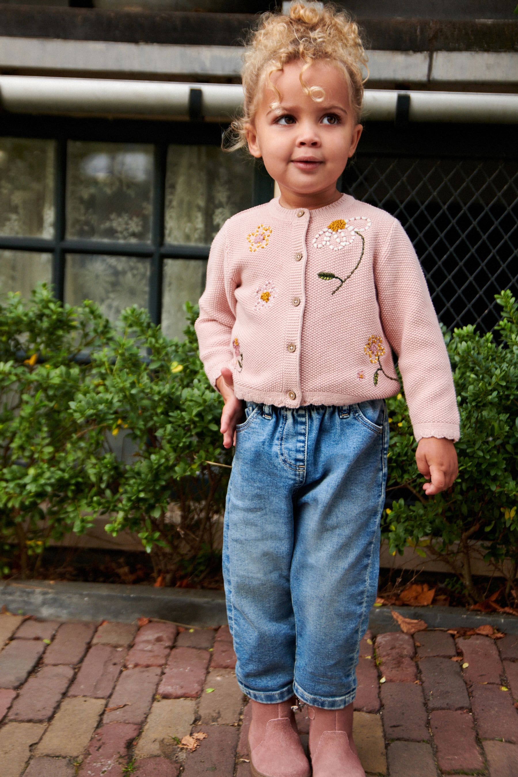 Pink Flower Embroidered Cardigan (3mths-7yrs)