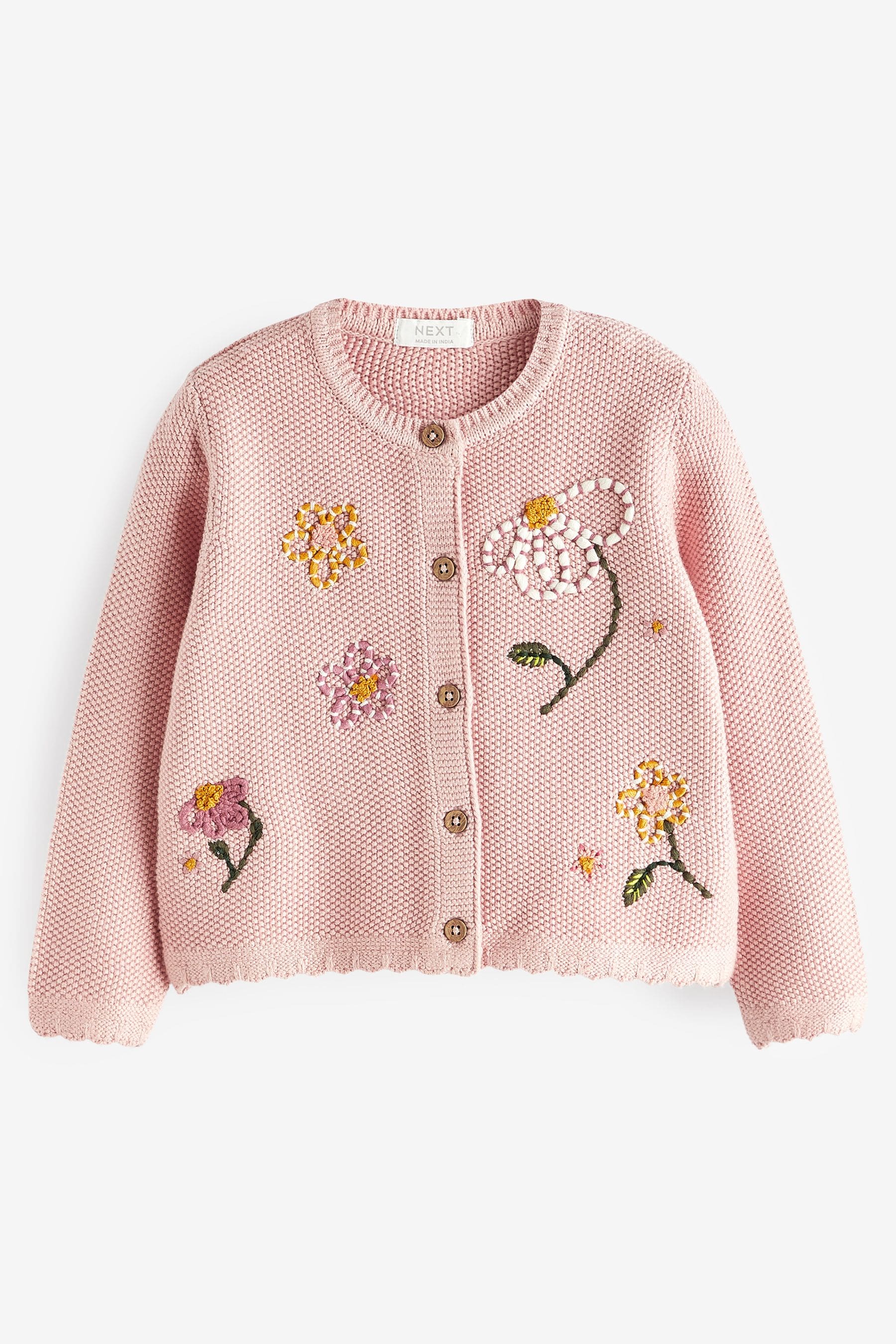 Pink Flower Embroidered Cardigan (3mths-7yrs)