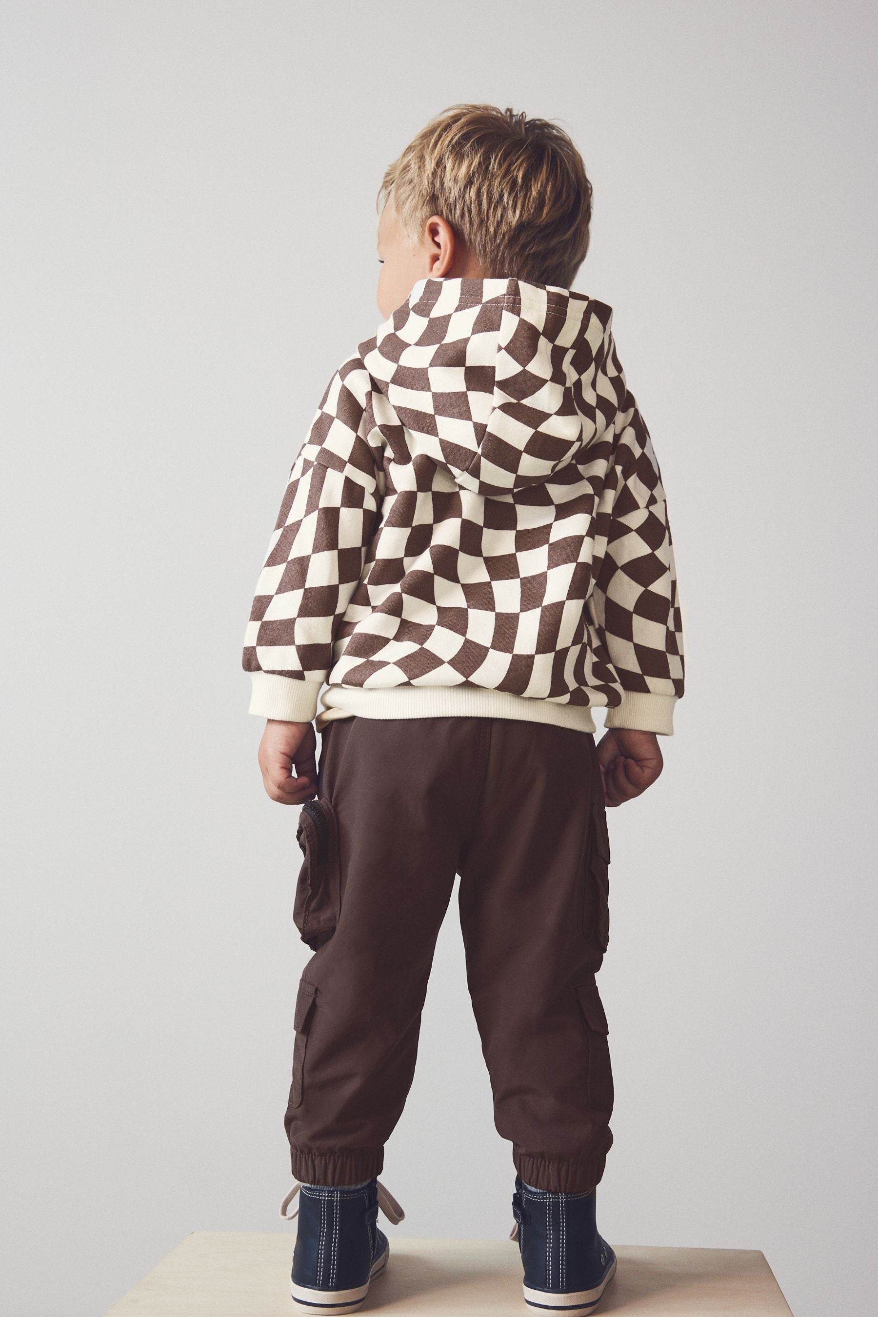 Brown/Cream Checkerboard Hoodie (3mths-7yrs)