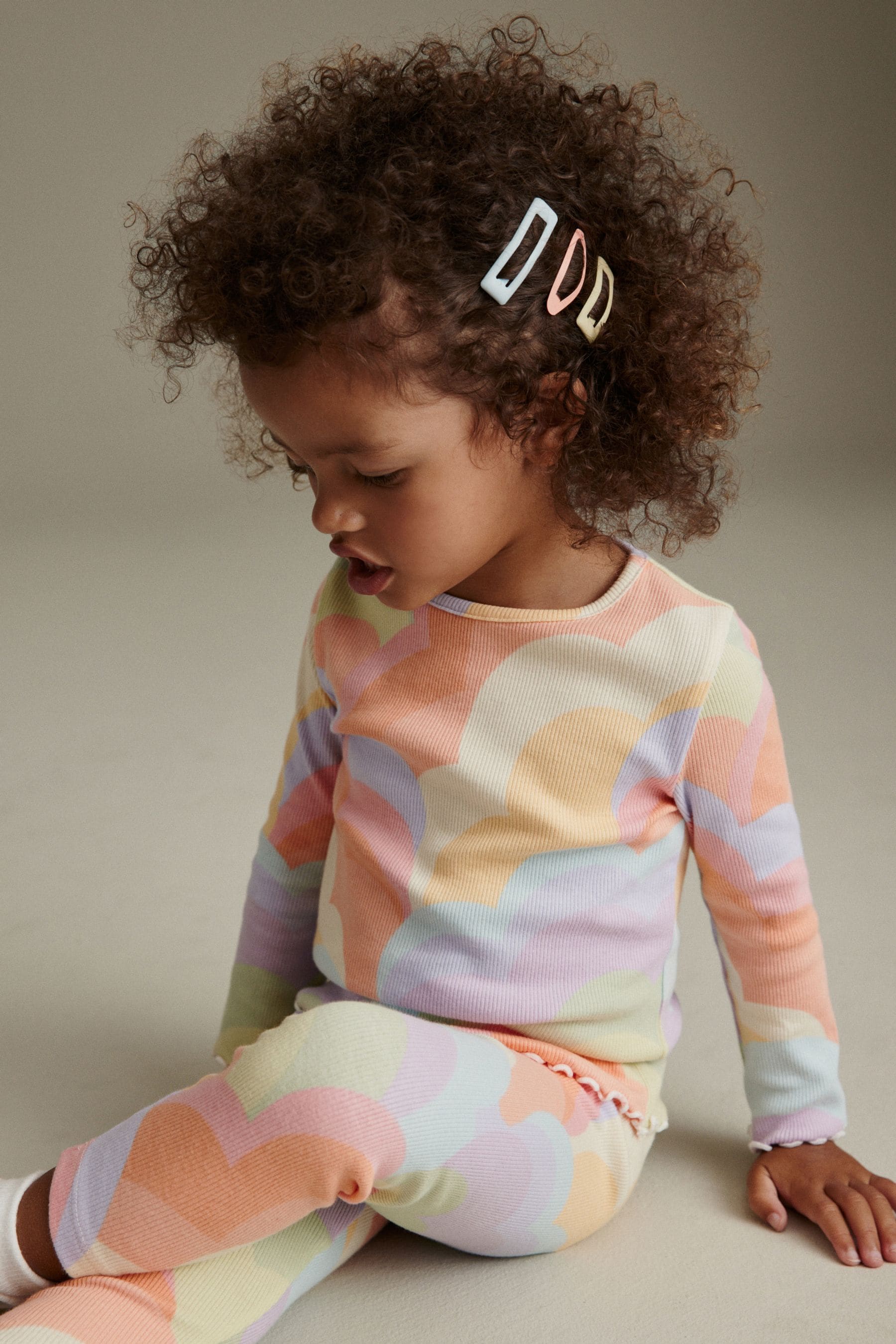 Peach Pink Rainbow Cotton Rich Long Sleeve Rib T-Shirt (3mths-7yrs)