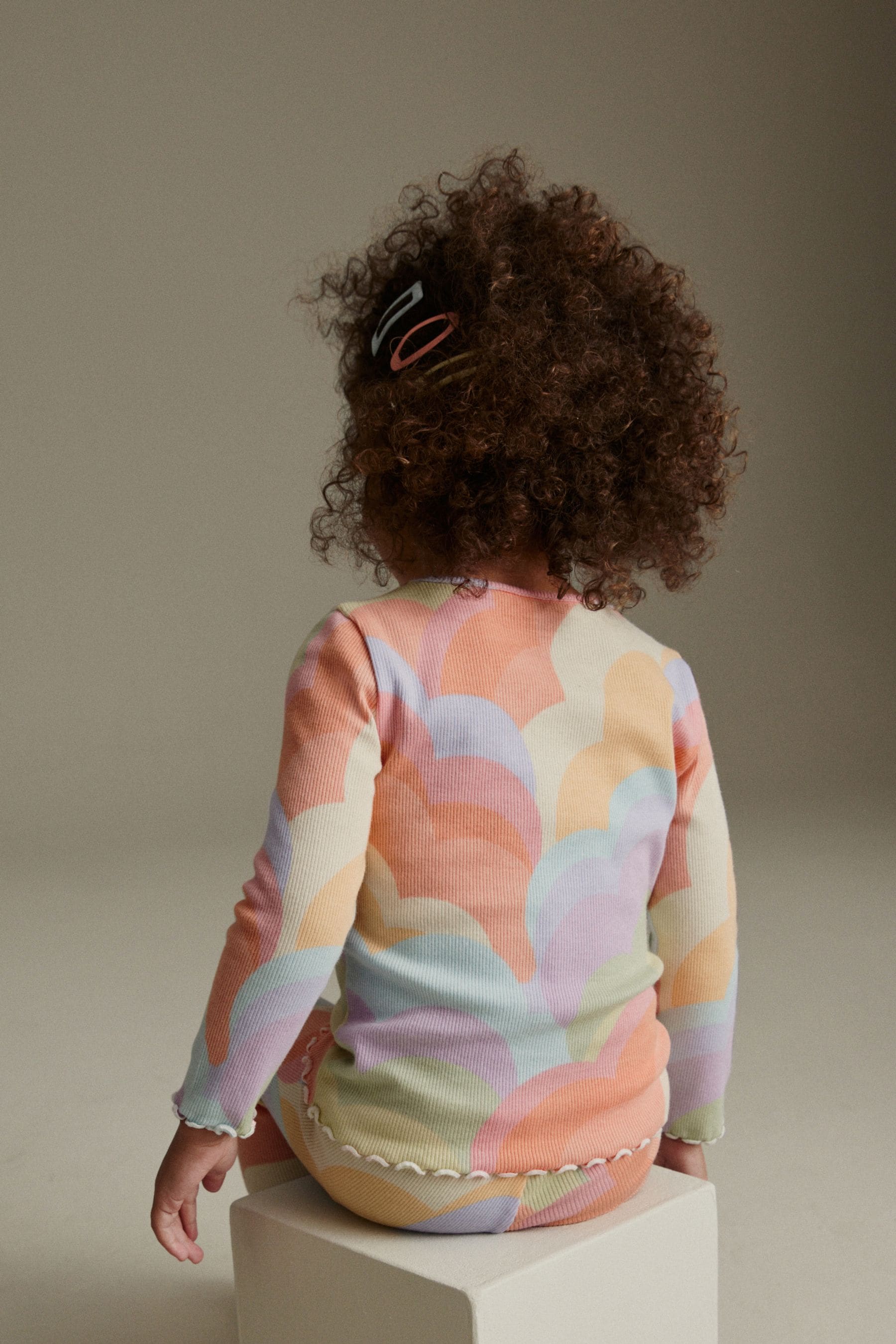 Peach Pink Rainbow Cotton Rich Long Sleeve Rib T-Shirt (3mths-7yrs)