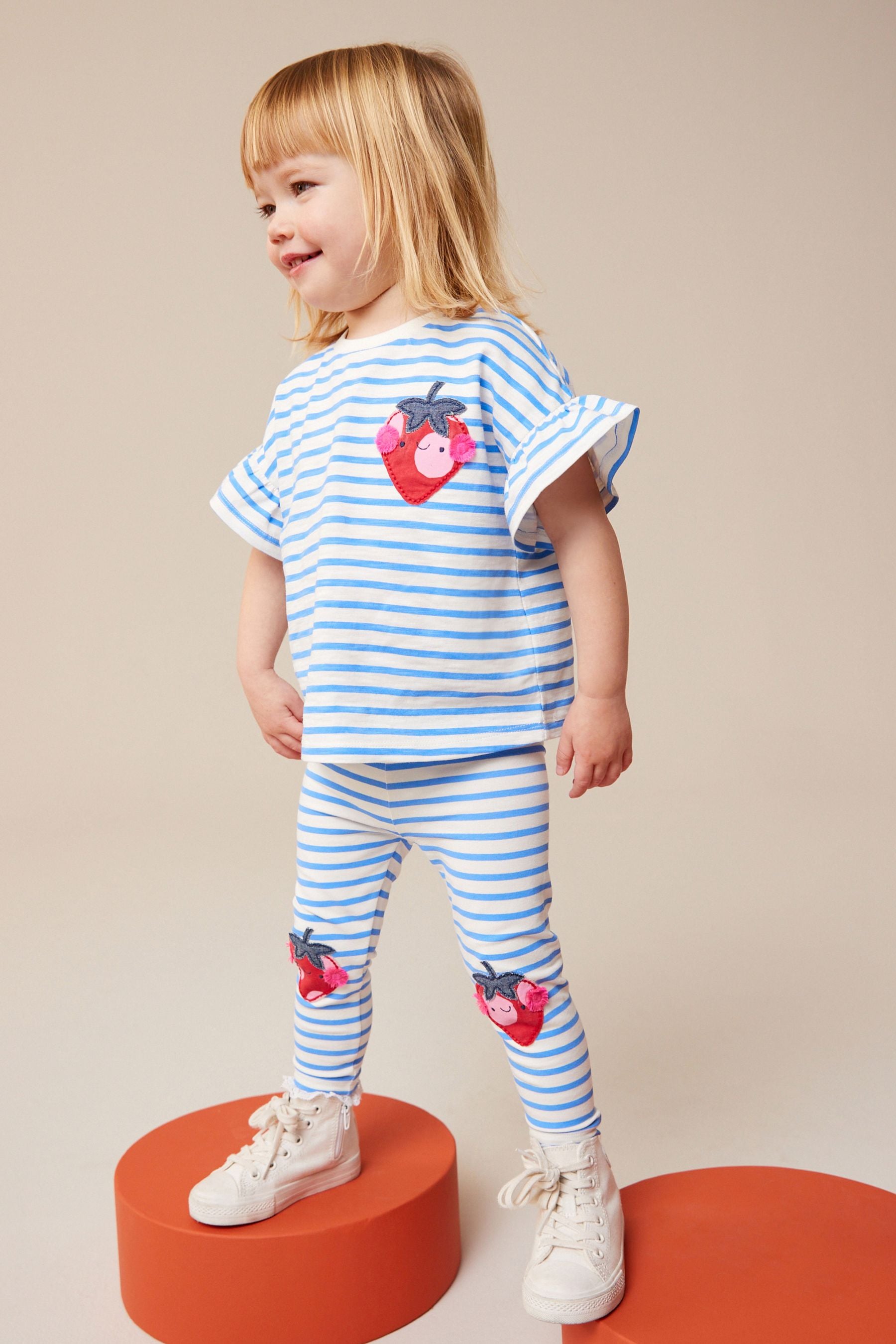 Blue Stripe Strawberry Short Sleeve T-Shirt (3mths-7yrs)