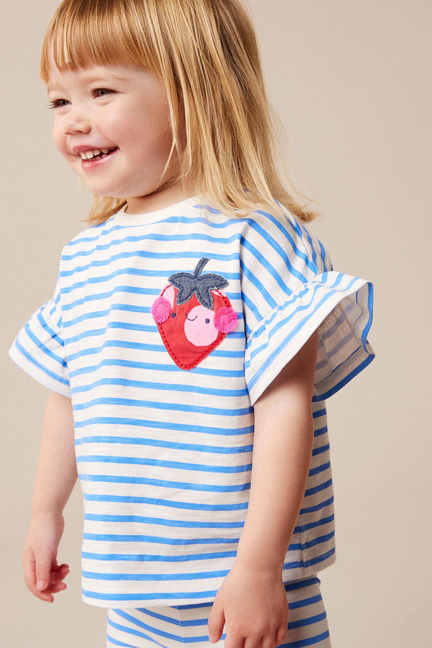 Blue Stripe Strawberry Short Sleeve T-Shirt (3mths-7yrs)